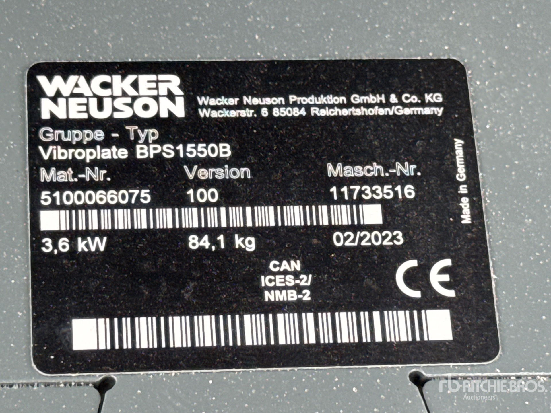 2023 Wacker Neuson VIBROPLATE BPS1550B (UNUSED)