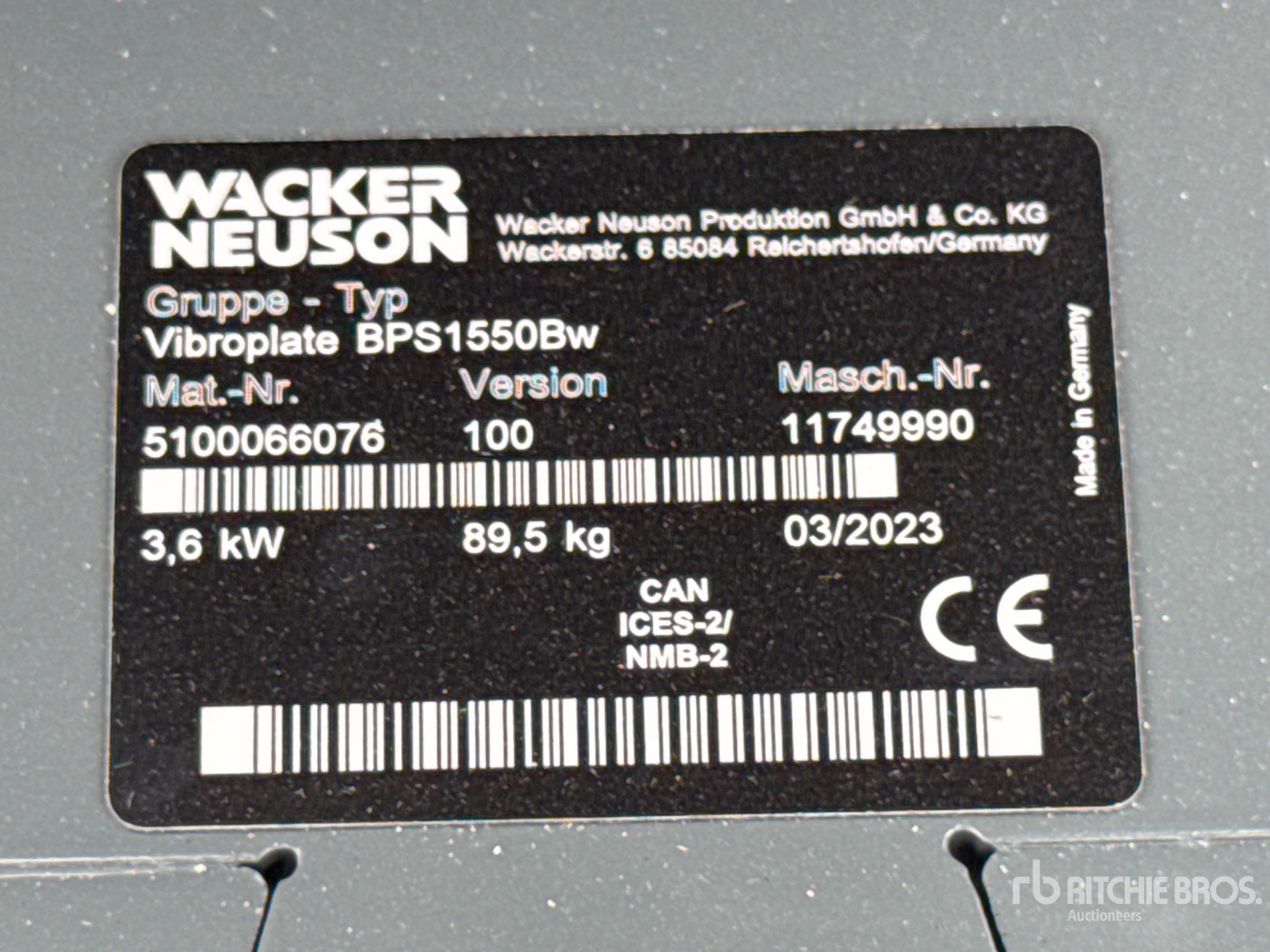 Wacker Neuson VIBROPLATE BPS1550BW (UNUSED)