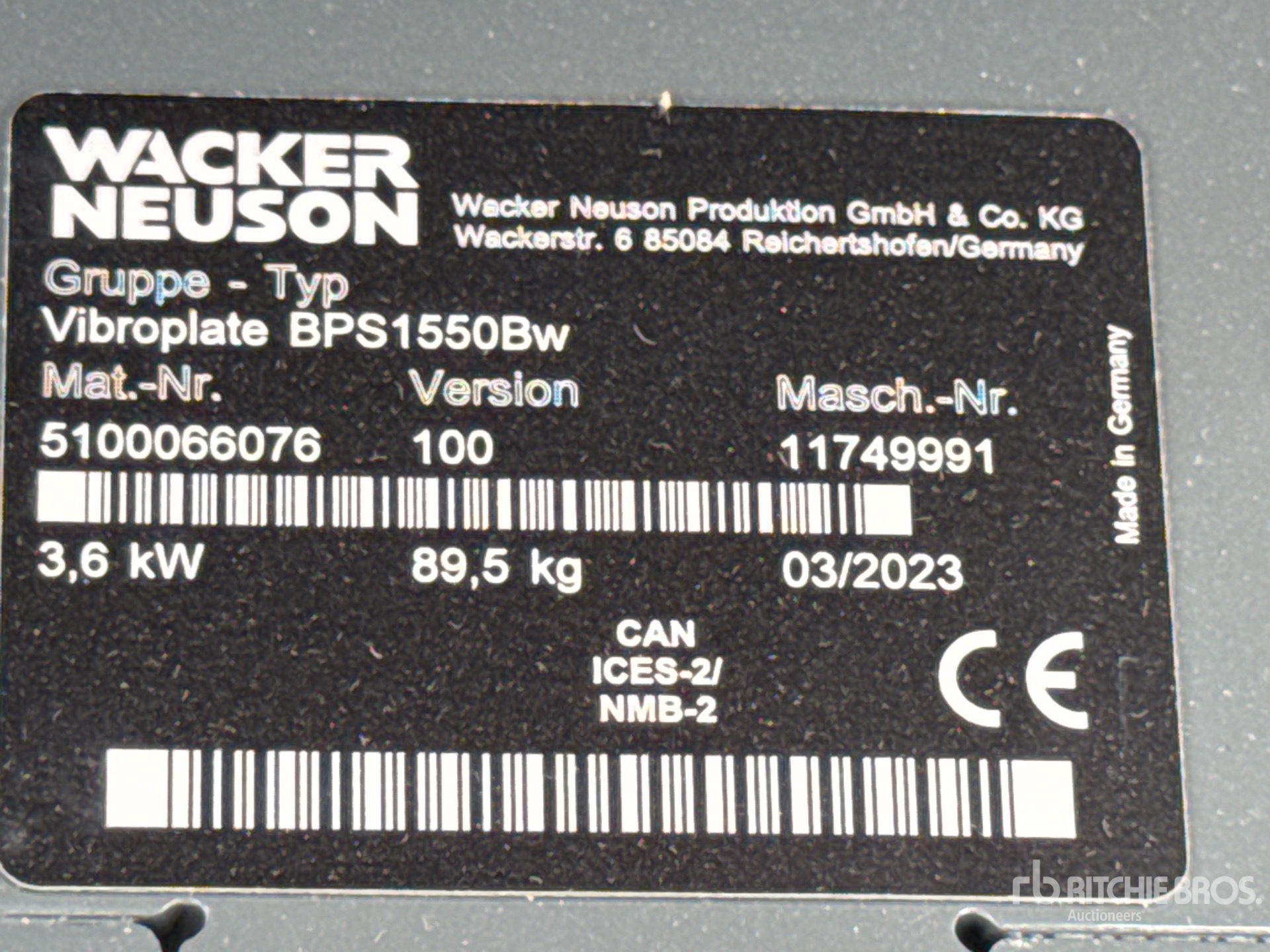 Wacker Neuson VIBROPLATE BPS1550BW (UNUSED)