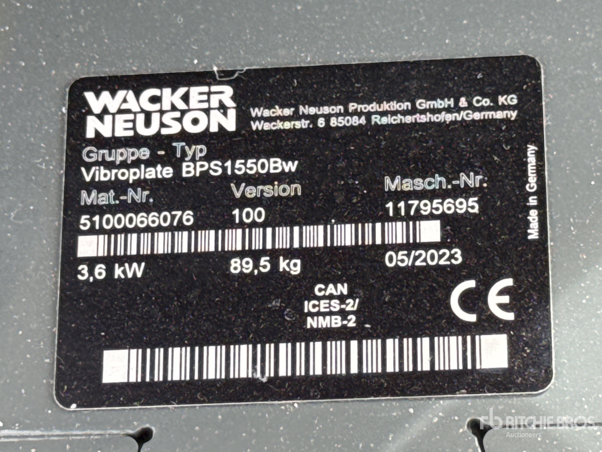 2023 Wacker Neuson VIBROPLATE BPS1550BW (UNUSED)