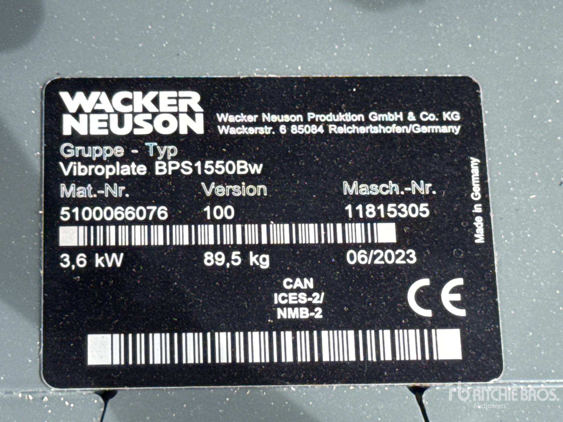 Wacker Neuson VIBROPLATE BPS1550BW (UNUSED)