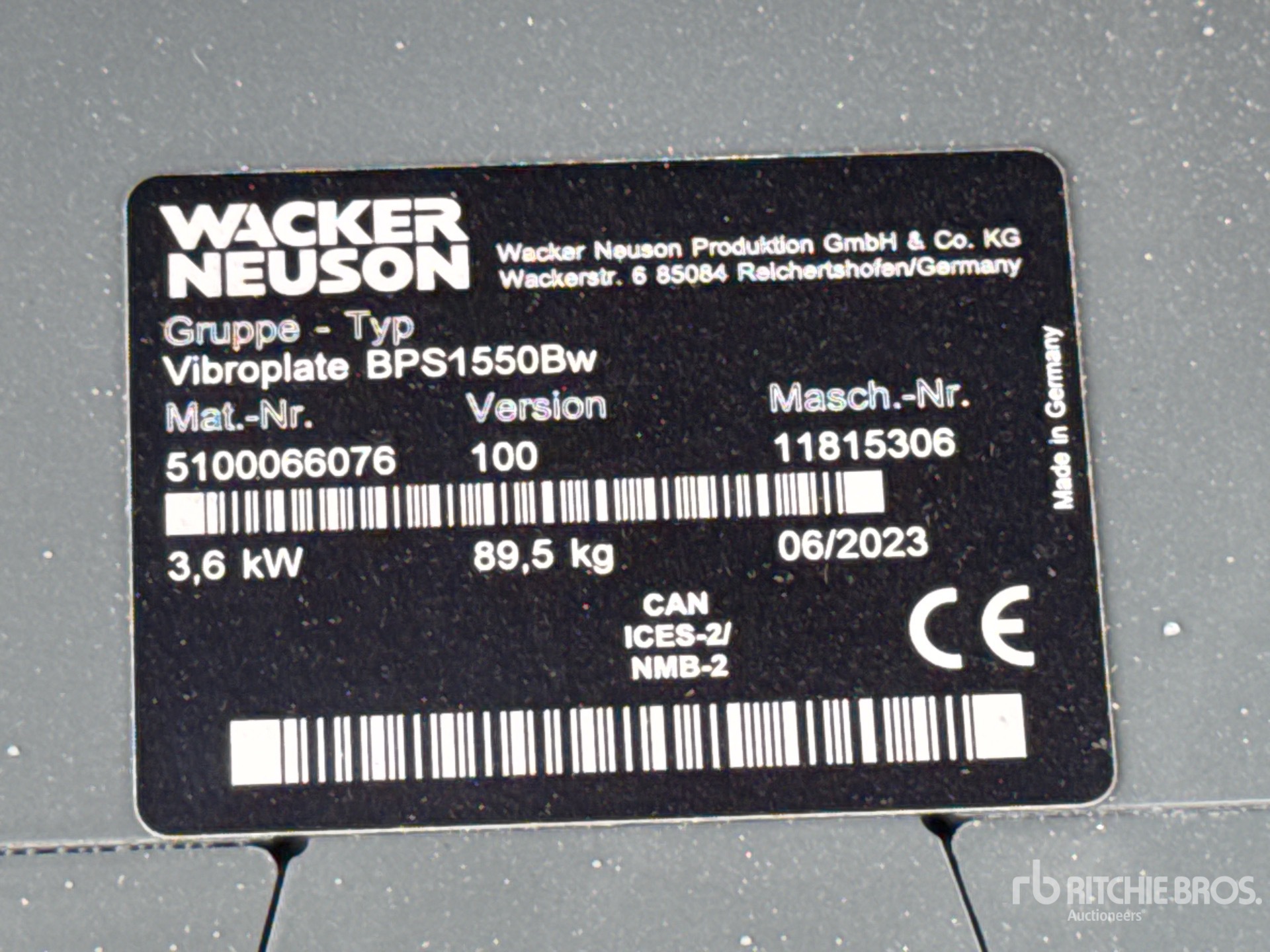 Wacker Neuson VIBROPLATE BPS1550BW (UNUSED)