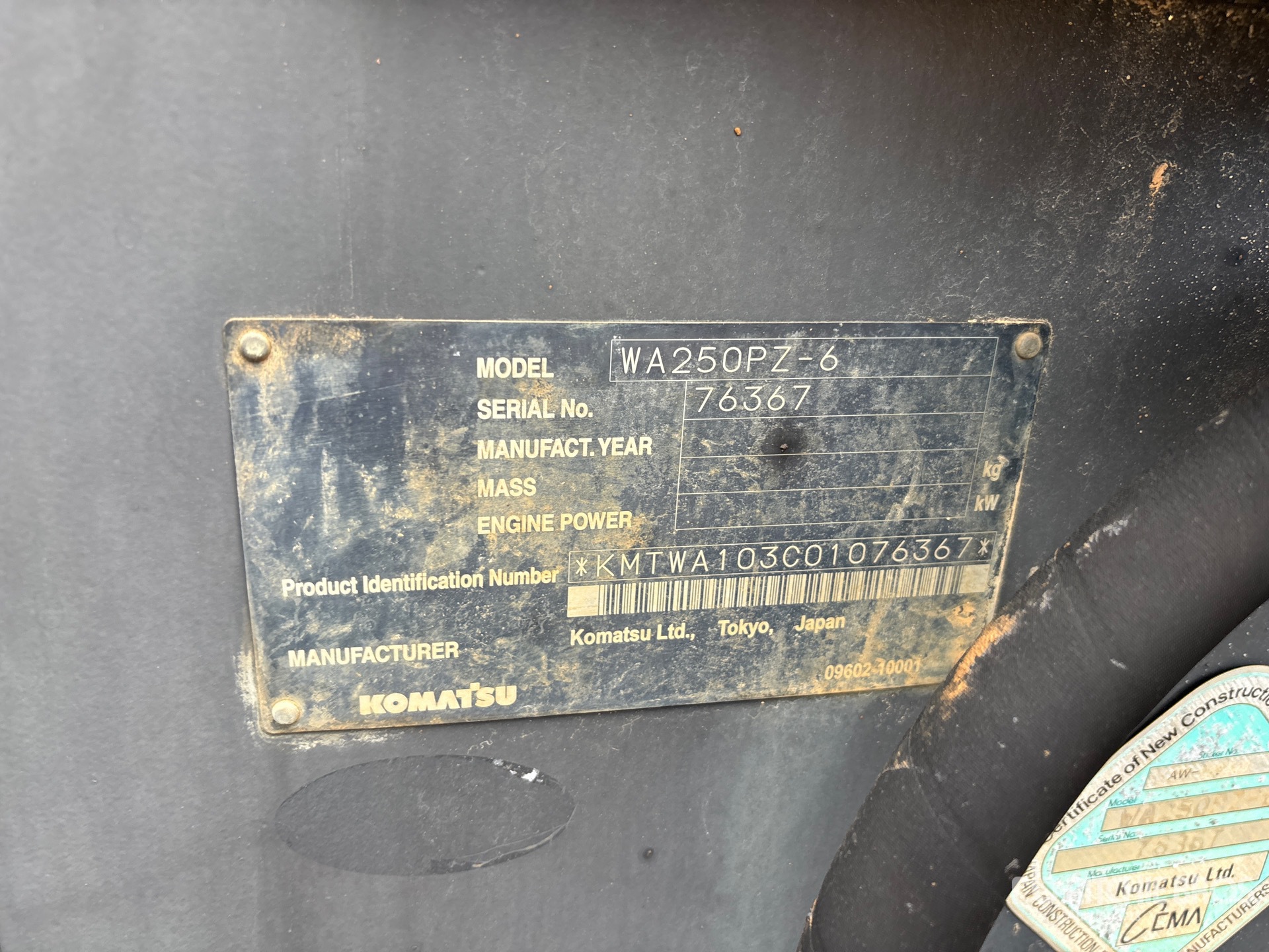 2011 Komatsu WA250 PZ-6