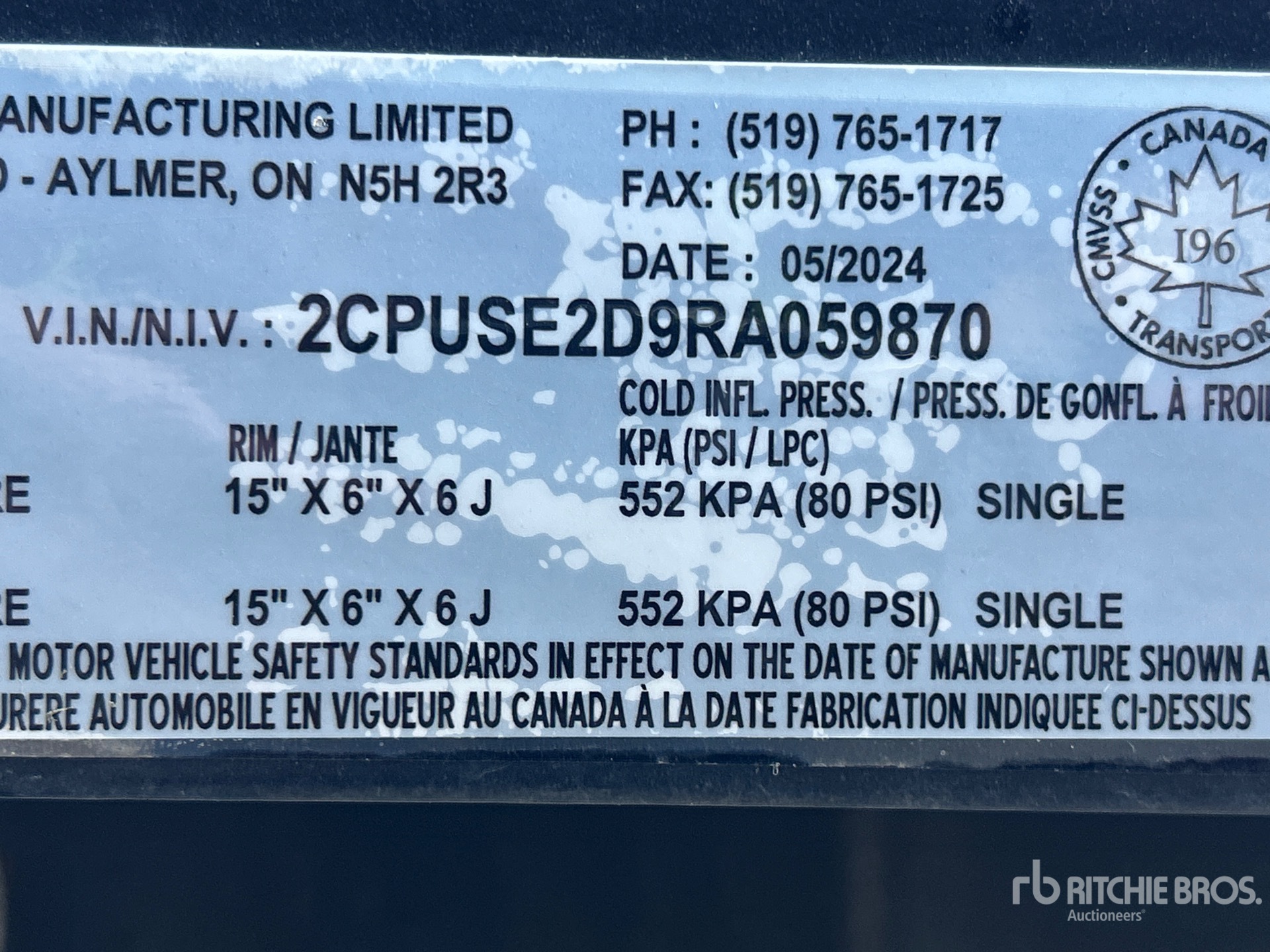2024 Canada Trailer 16 ft T/A
