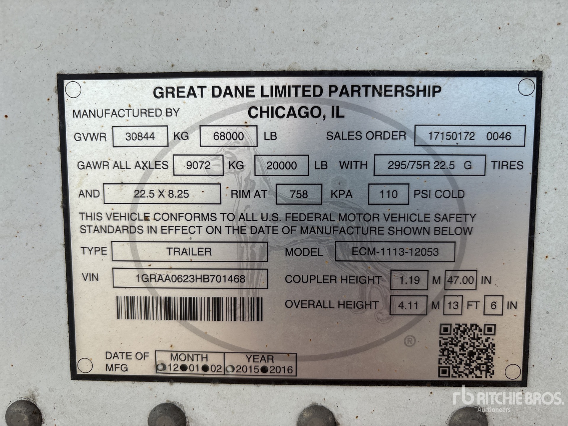 2017 Great Dane 53 ft T/A