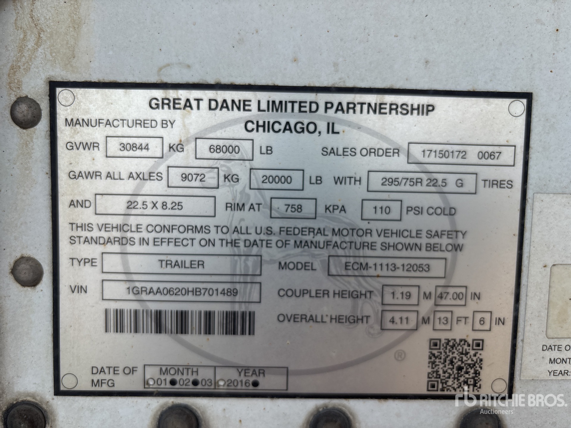 2017 Great Dane 53 ft T/A