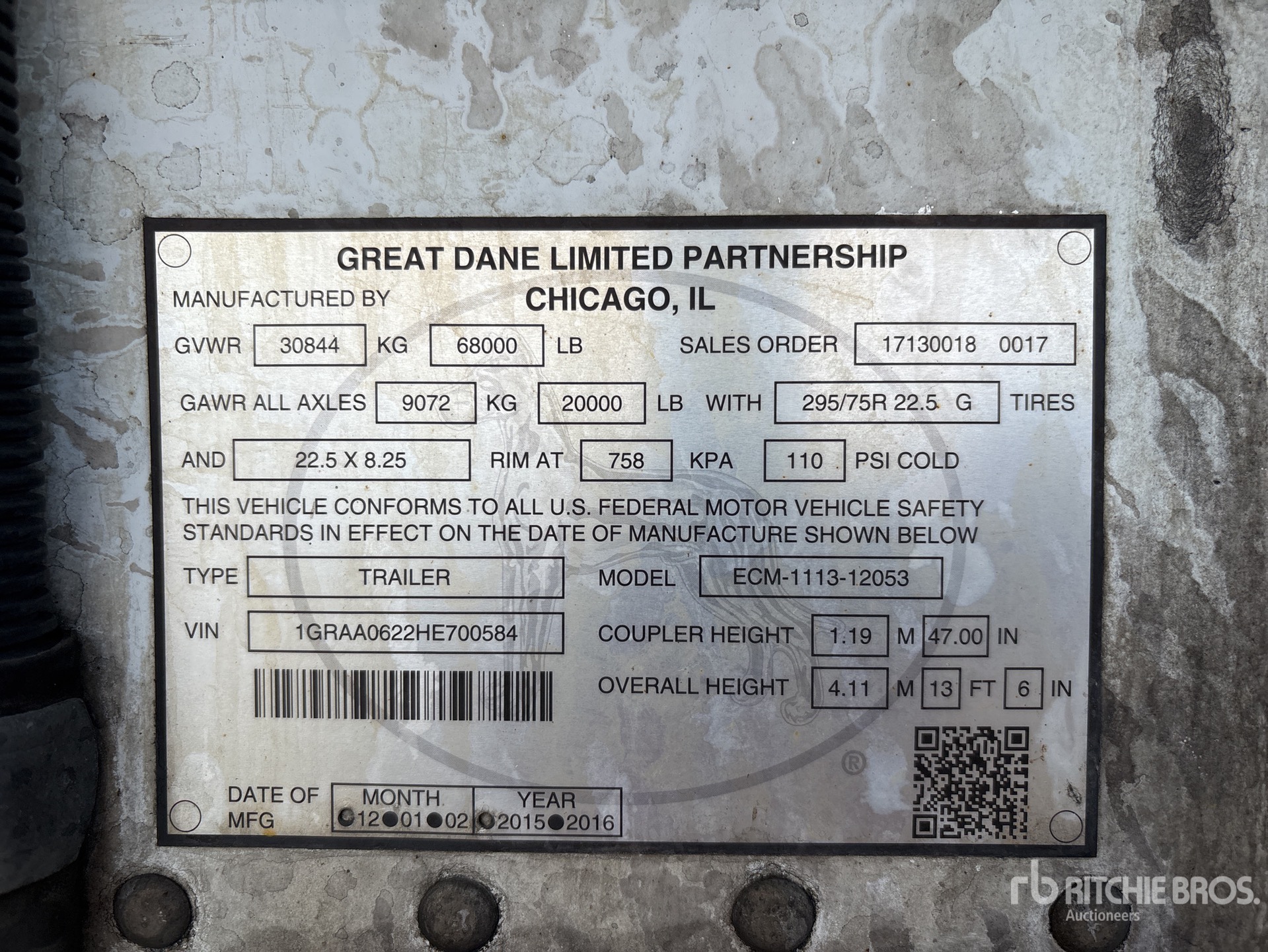 2017 Great Dane 53 ft T/A