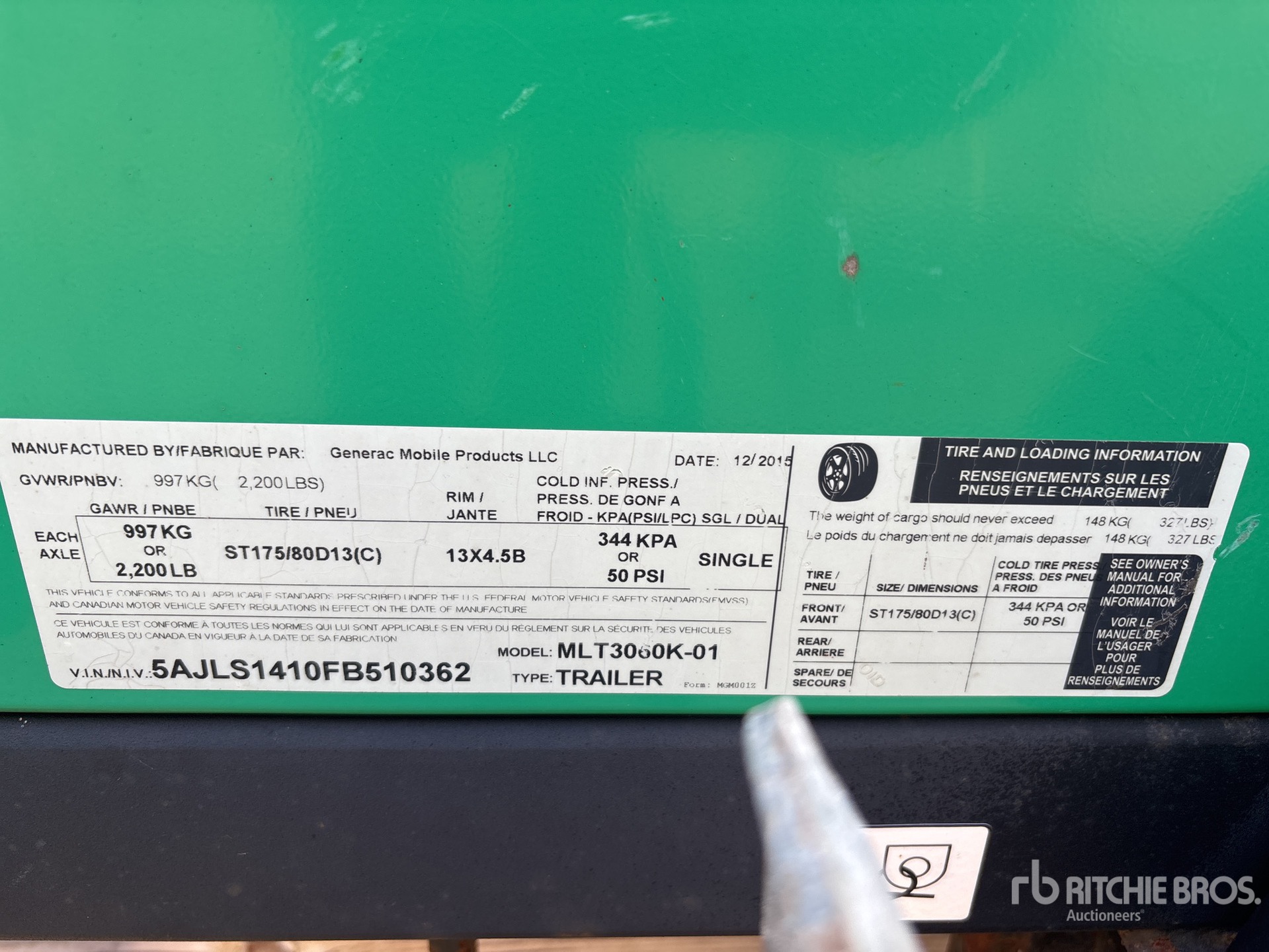 2015 Generac MAGNUM MLT3060K
