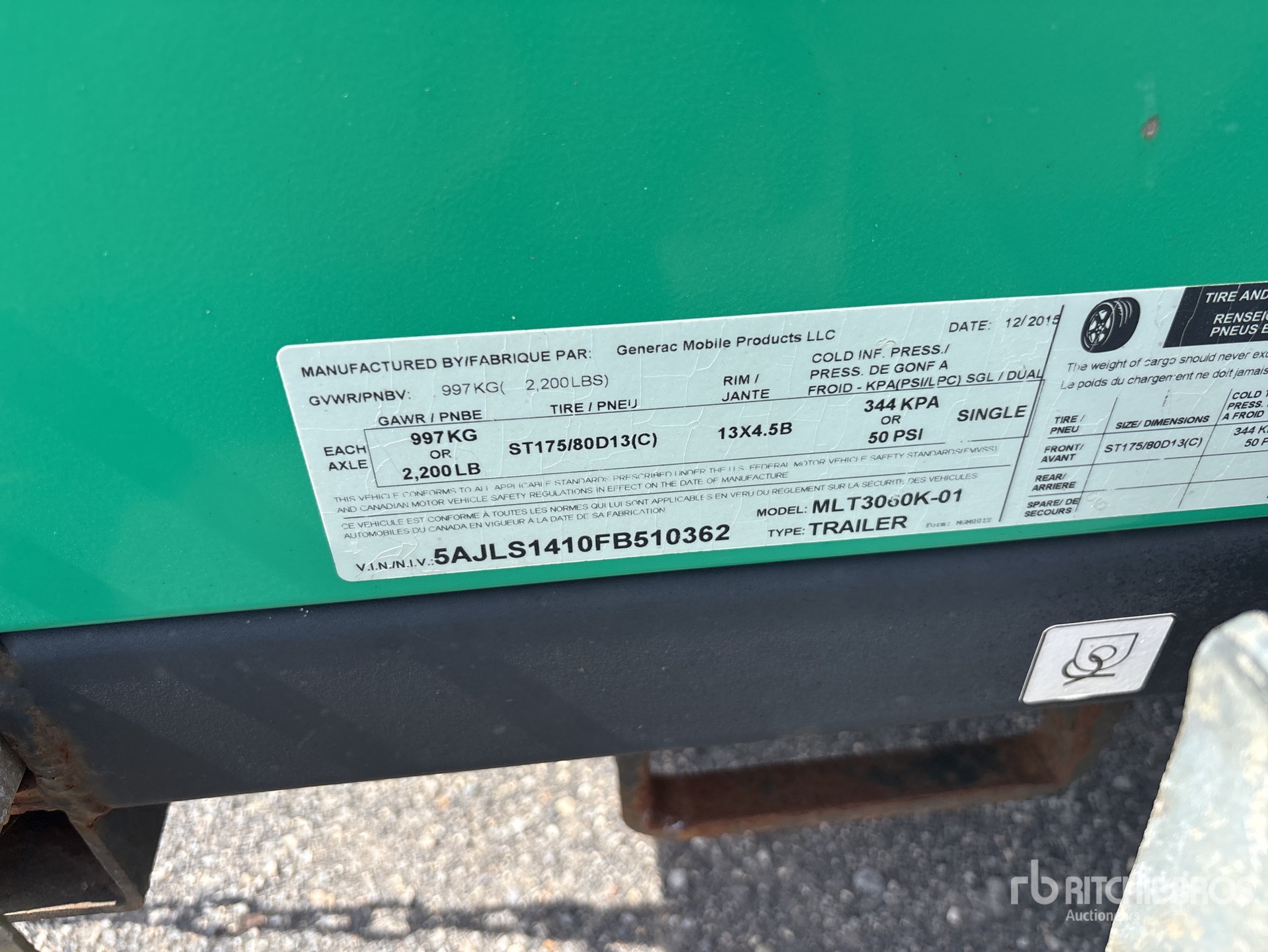 2015 Generac MAGNUM MLT3060K