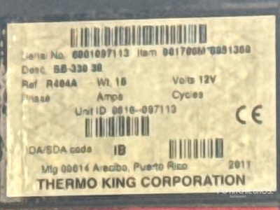General Appearance with Refrigeration Unit Serial Number