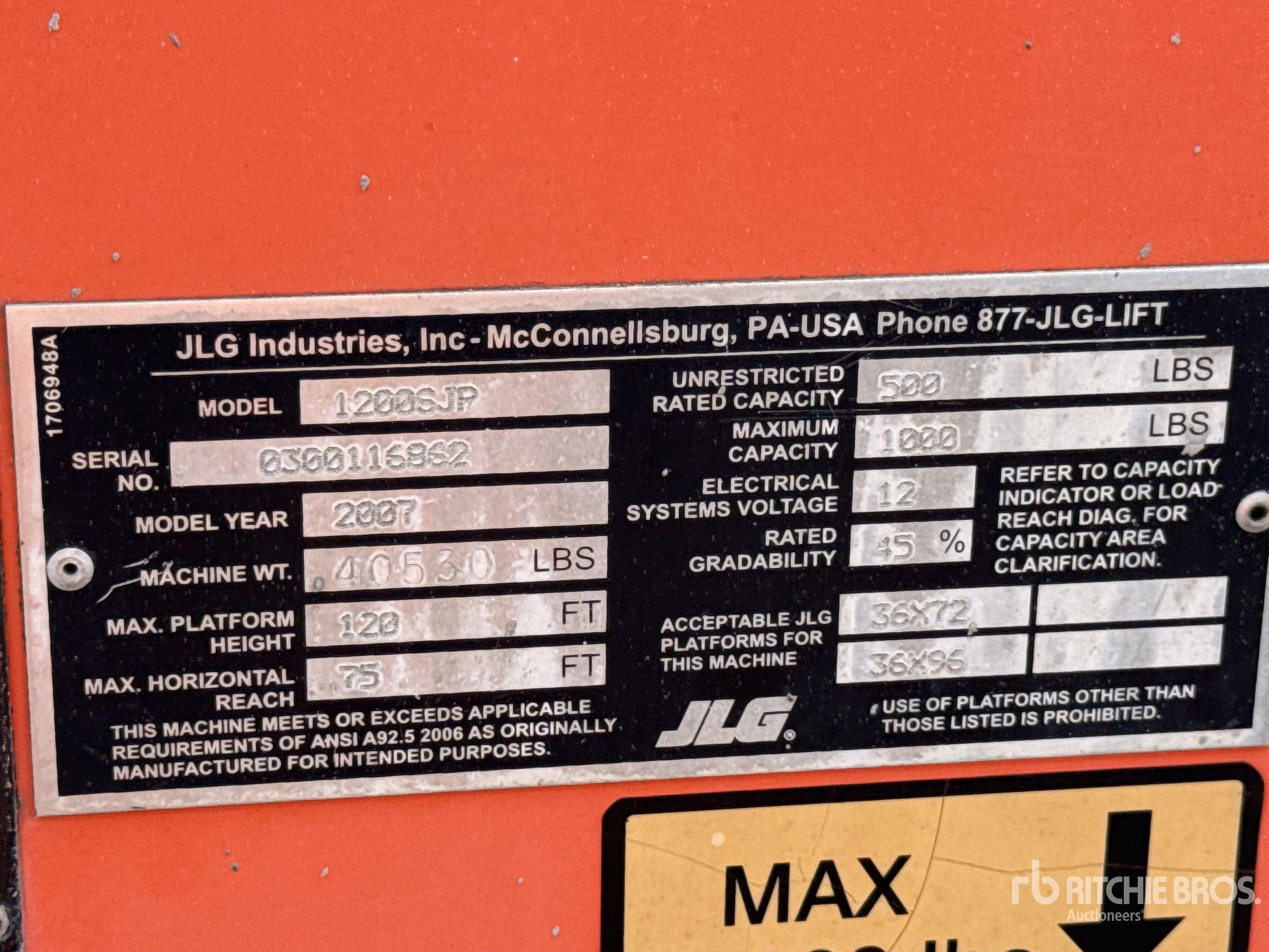 2007 JLG 1200SJP