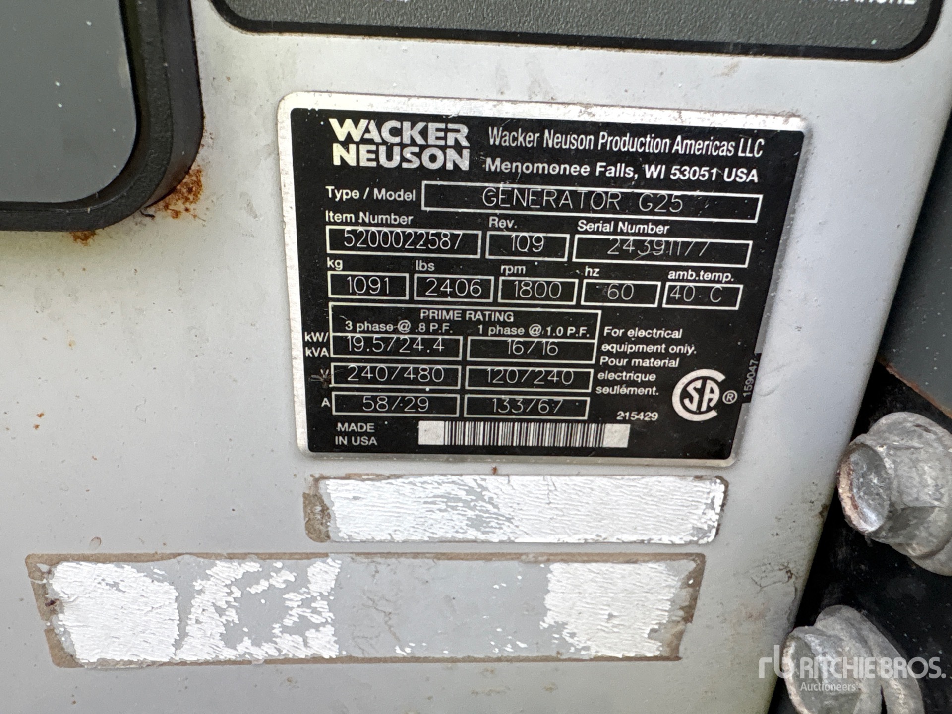 2017 Wacker Neuson G-25