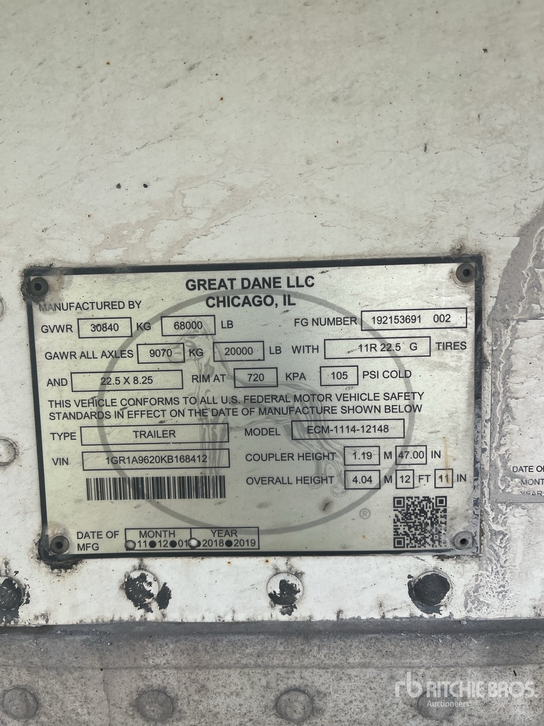 2019 Great Dane ECM-1114-12148