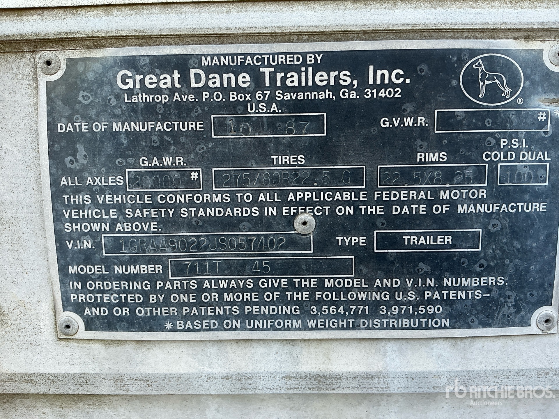 1988 Great Dane 45 FT X 96 IN T/A