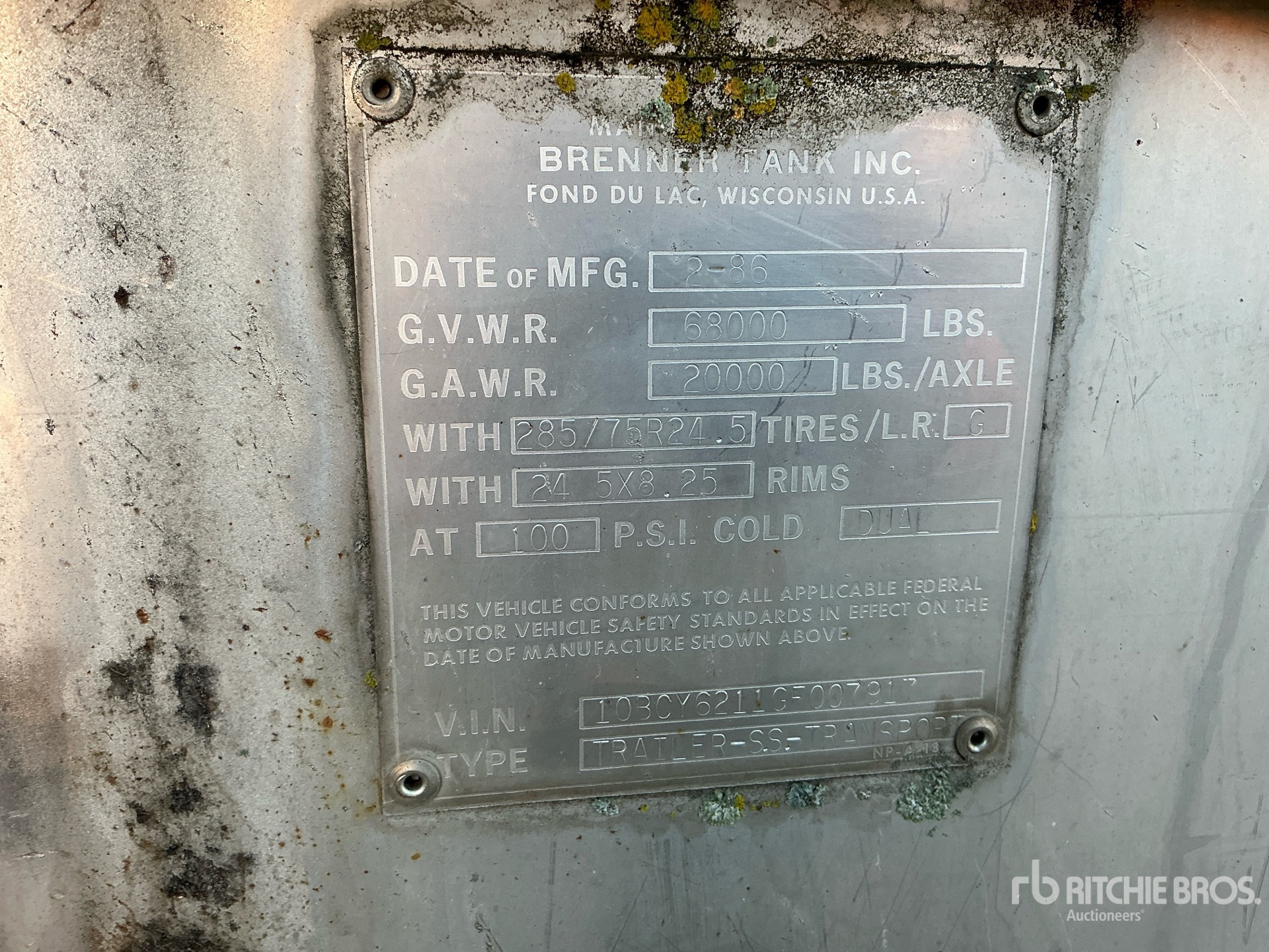 1986 Brenner 6200 gal T/A