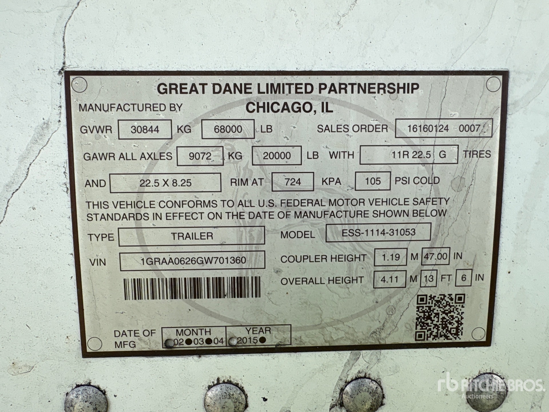 2016 Great Dane 53 ft T/A