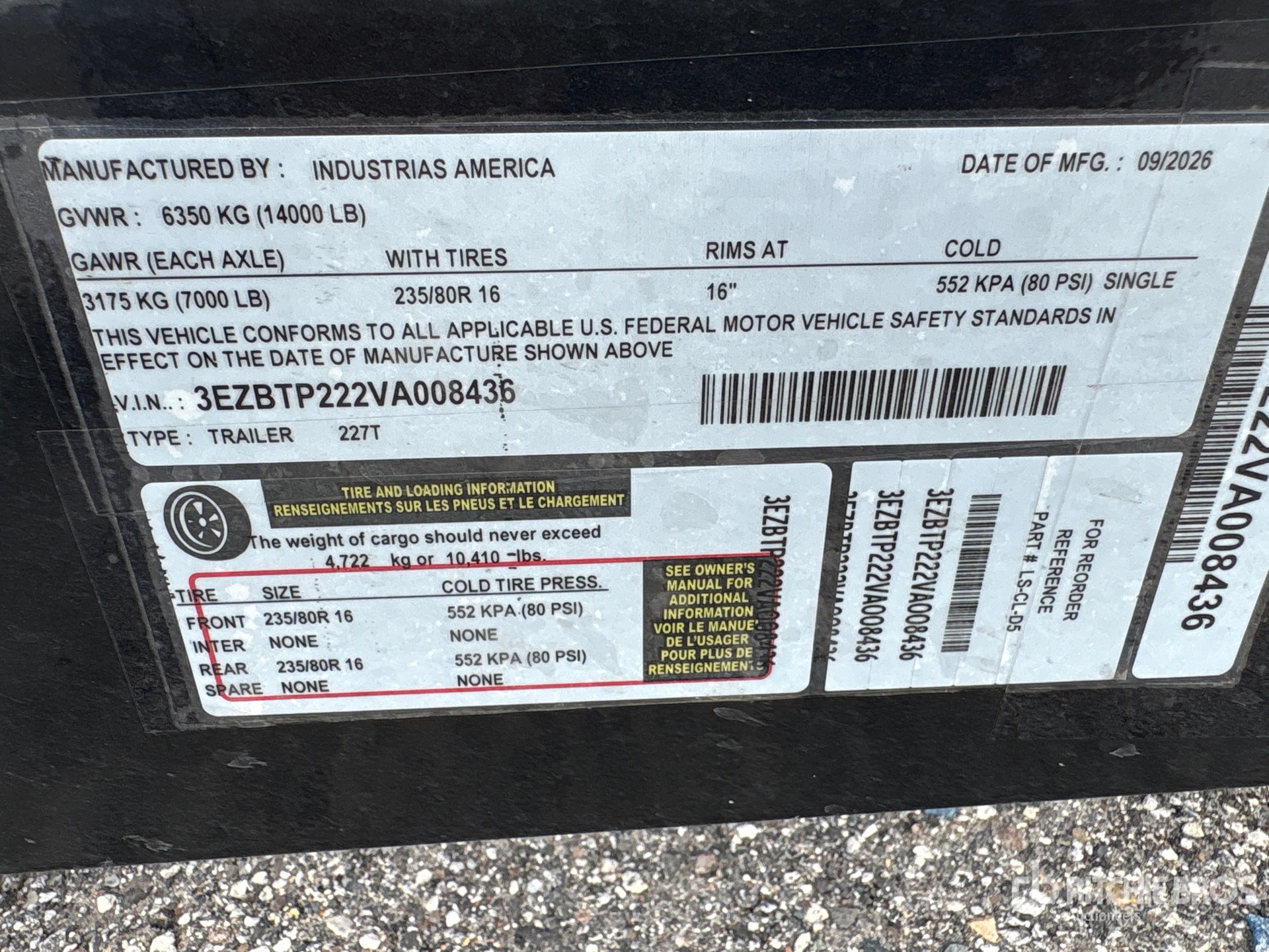 2027 Industrias Americas 22 ft T/A