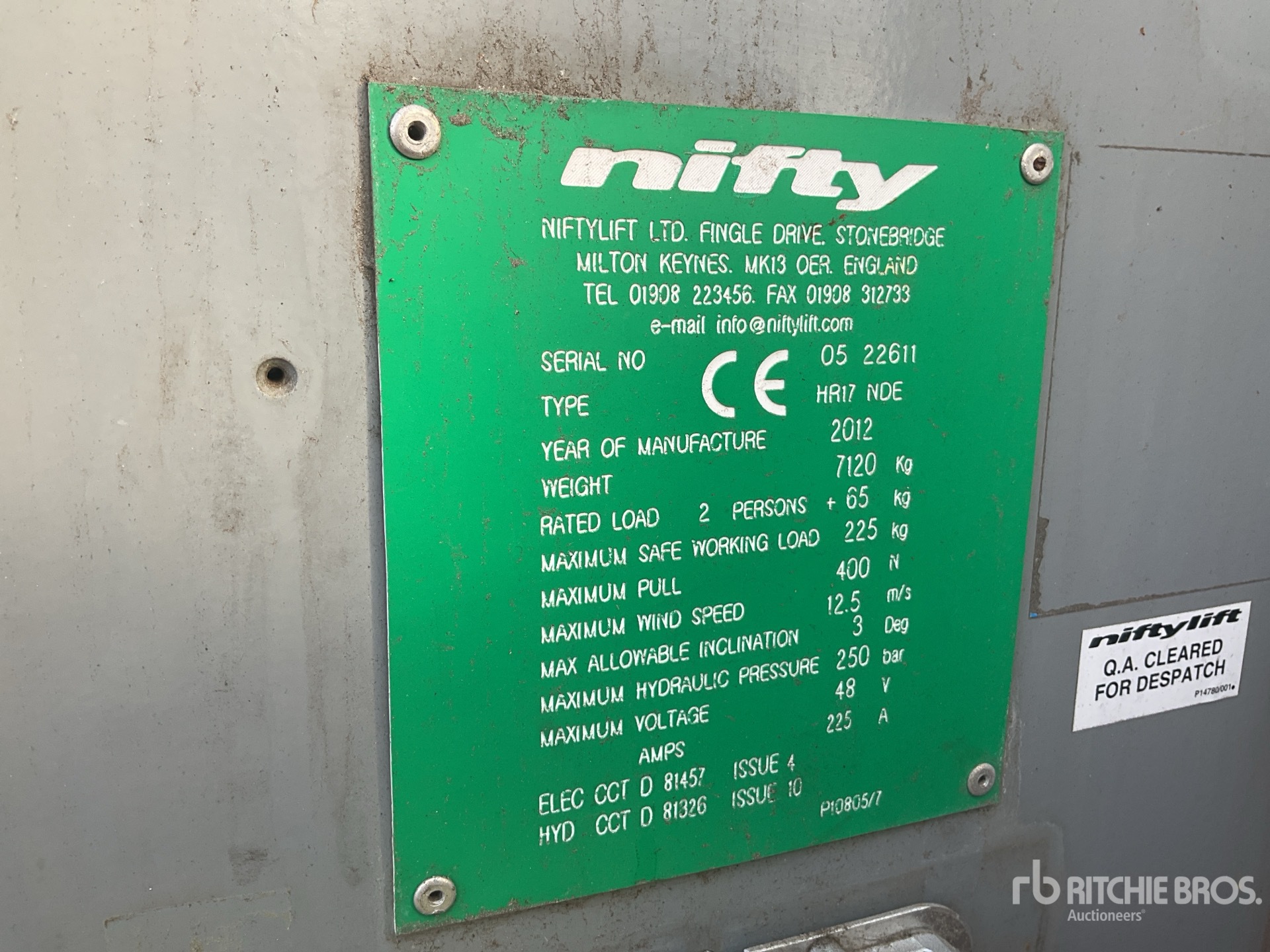 2012 Niftylift HR17 NDE