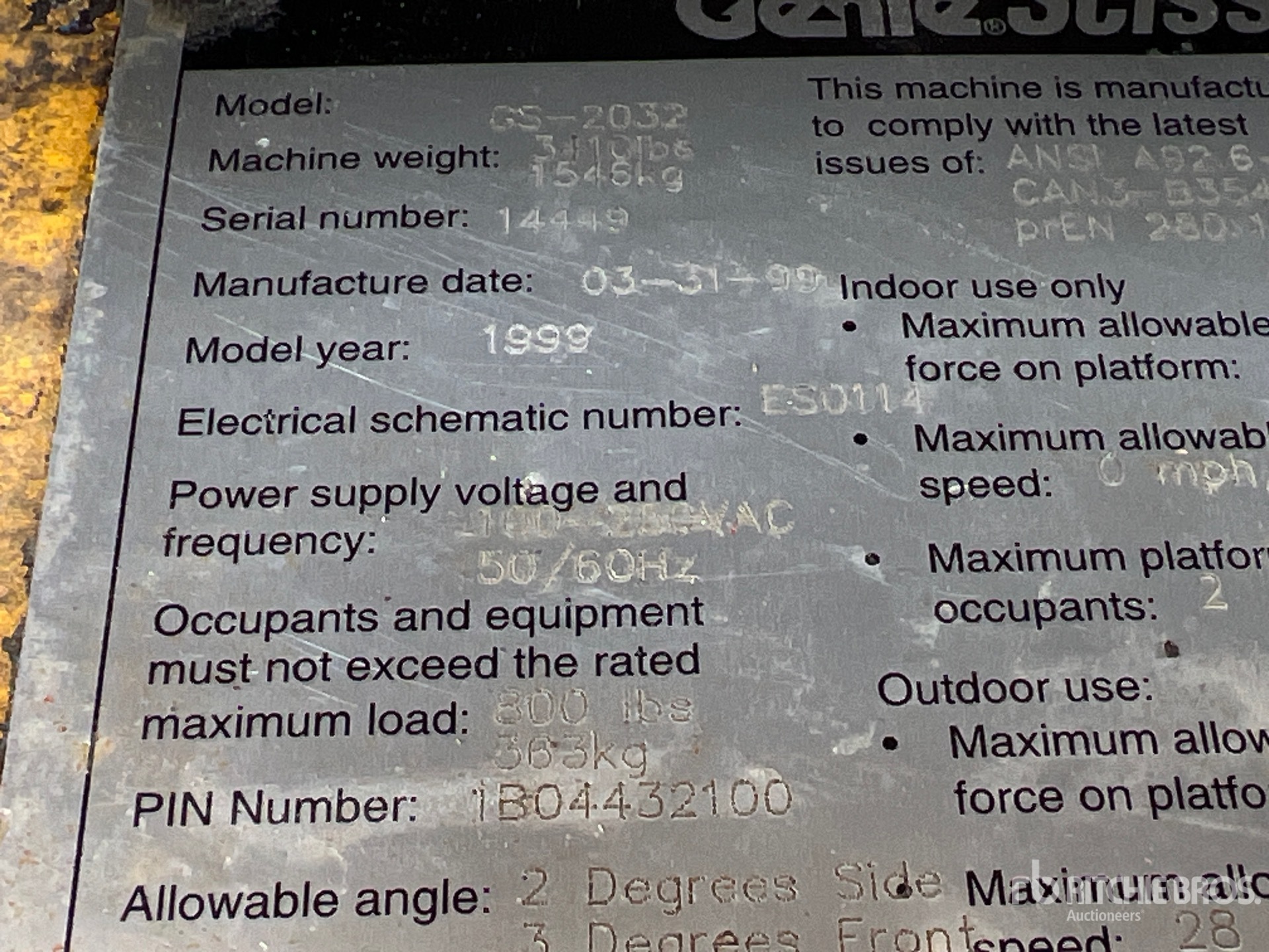 1999 Genie GS2032