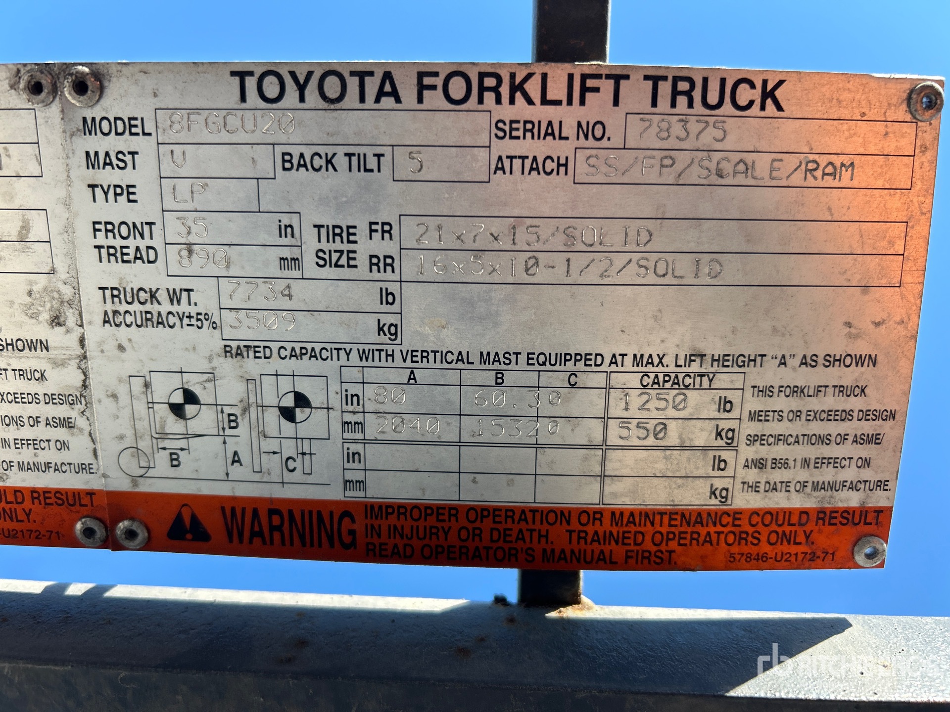 Photo of 2016 Toyota 8FGCU20
