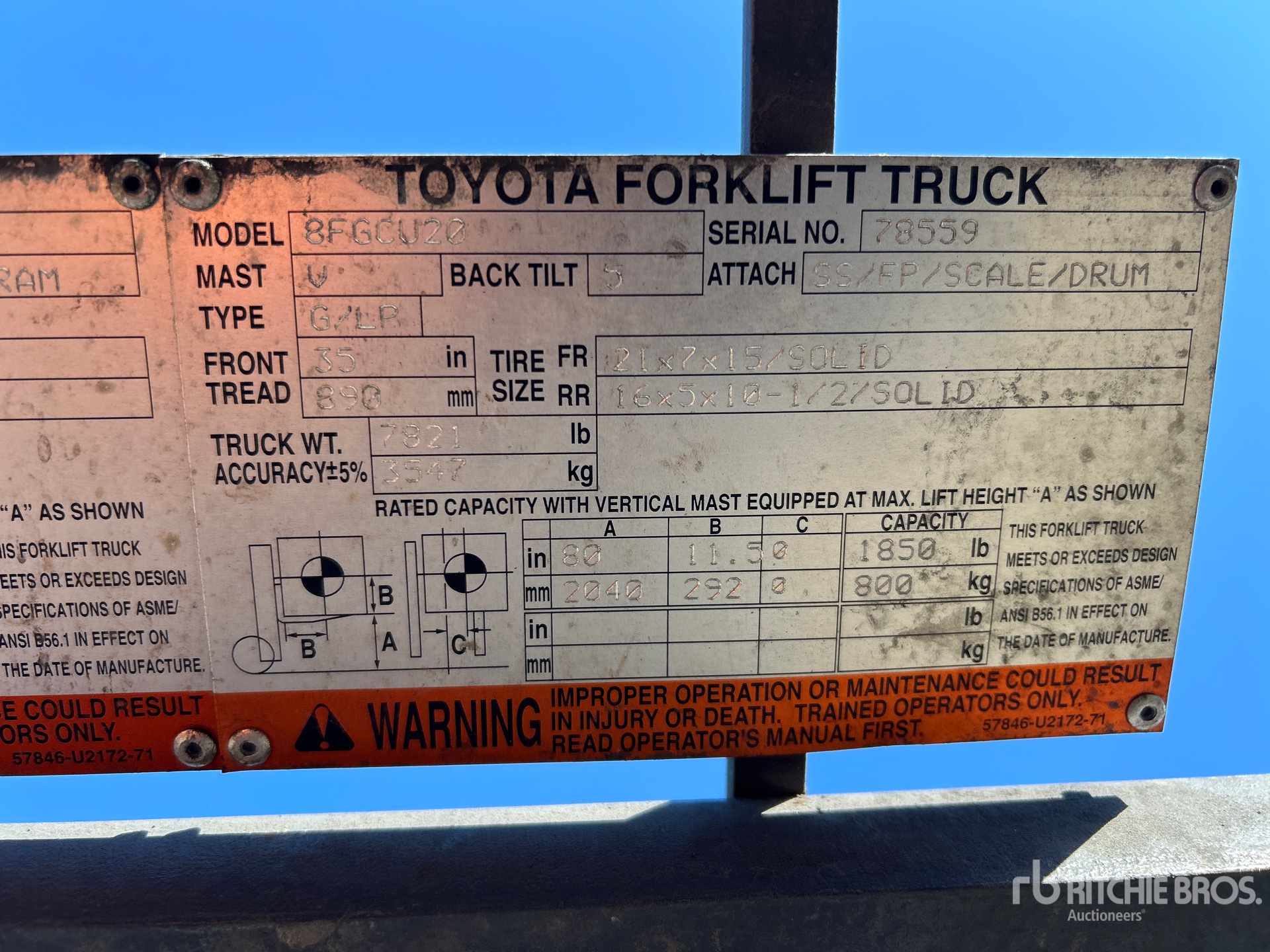 Photo of 2016 Toyota 8FGCU20