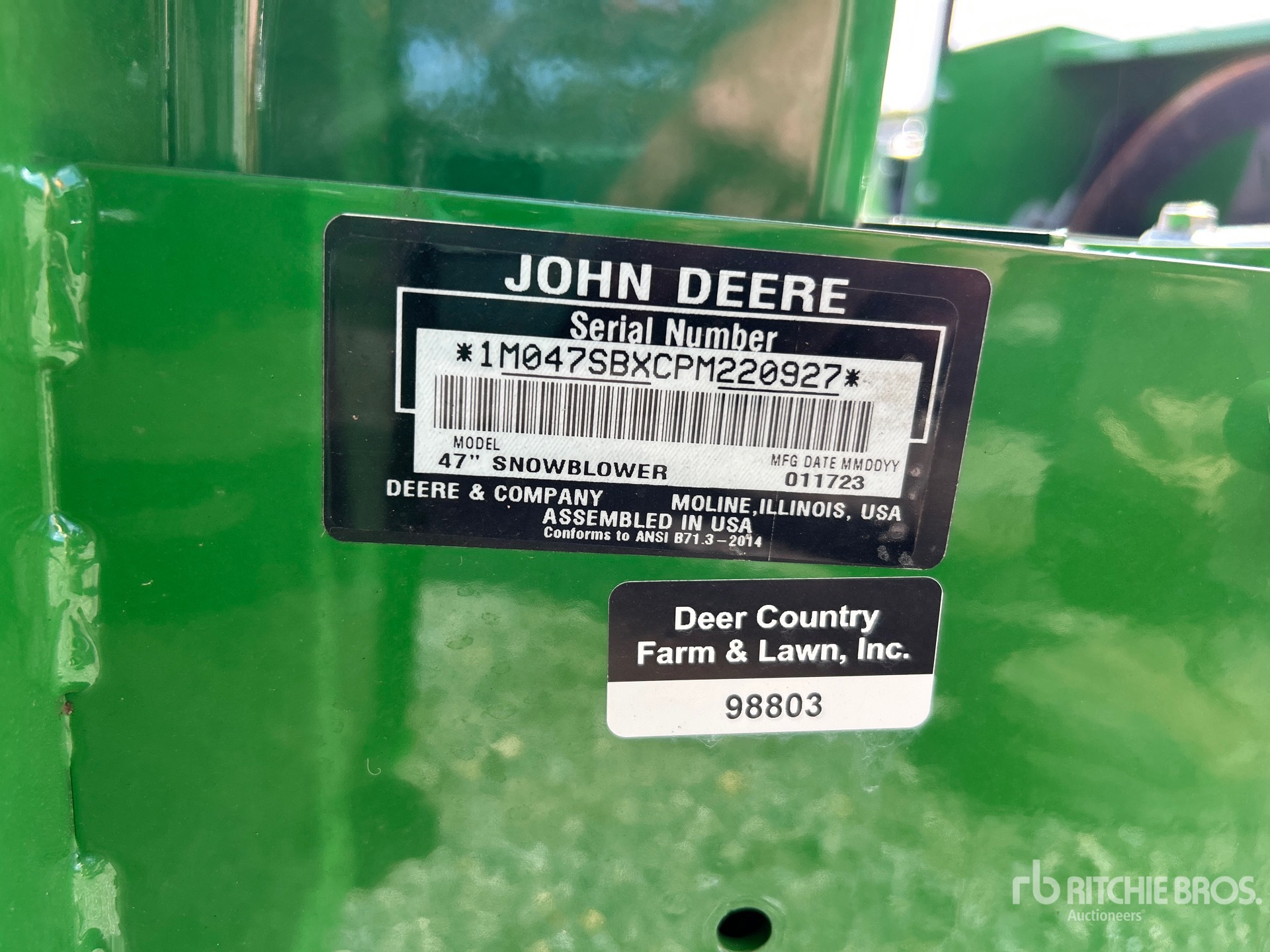 John Deere 47 IN SNOW BLOWER ATTACHMENT