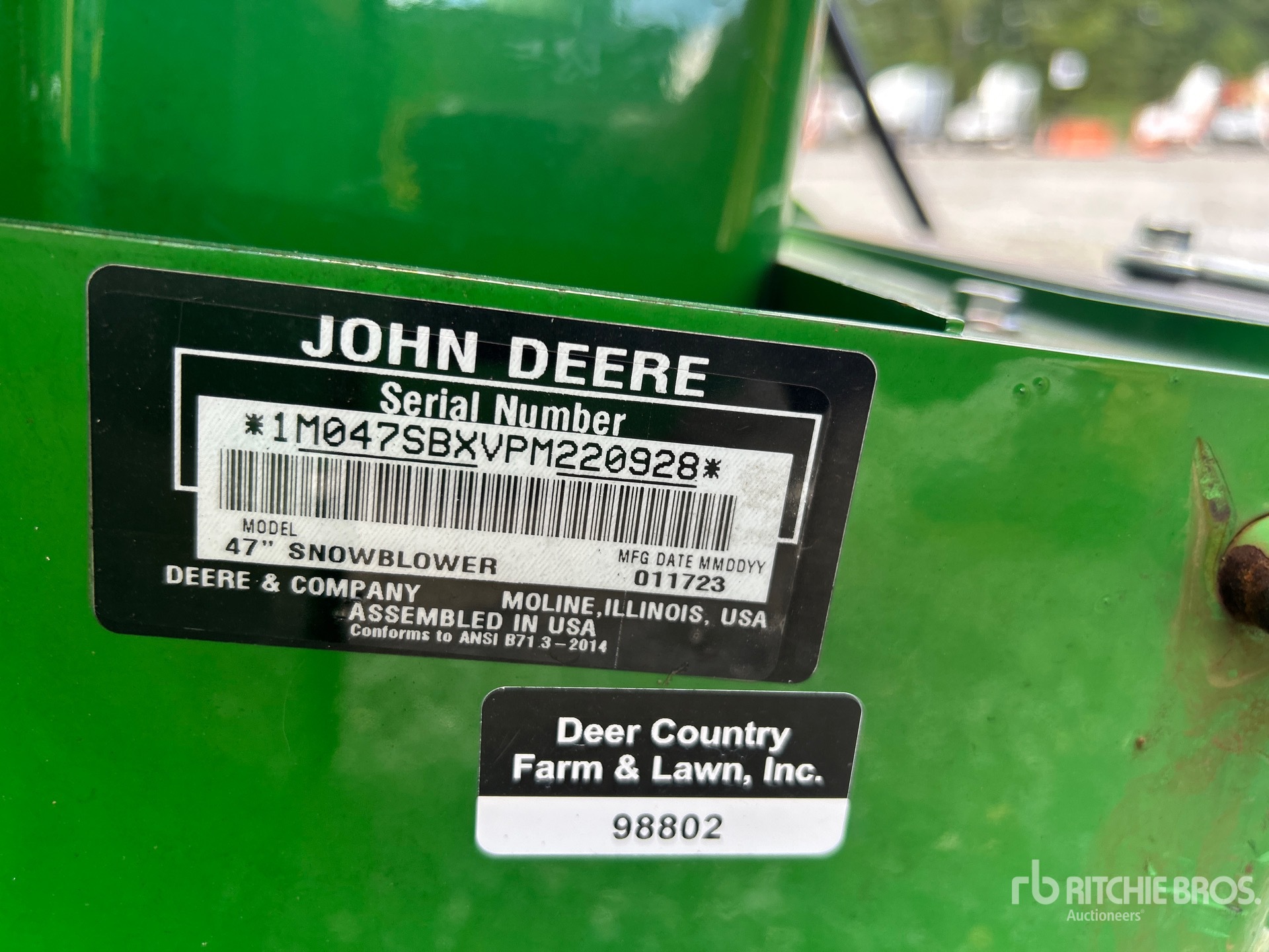 John Deere 47 IN SNOW BLOWER ATTACHMENT