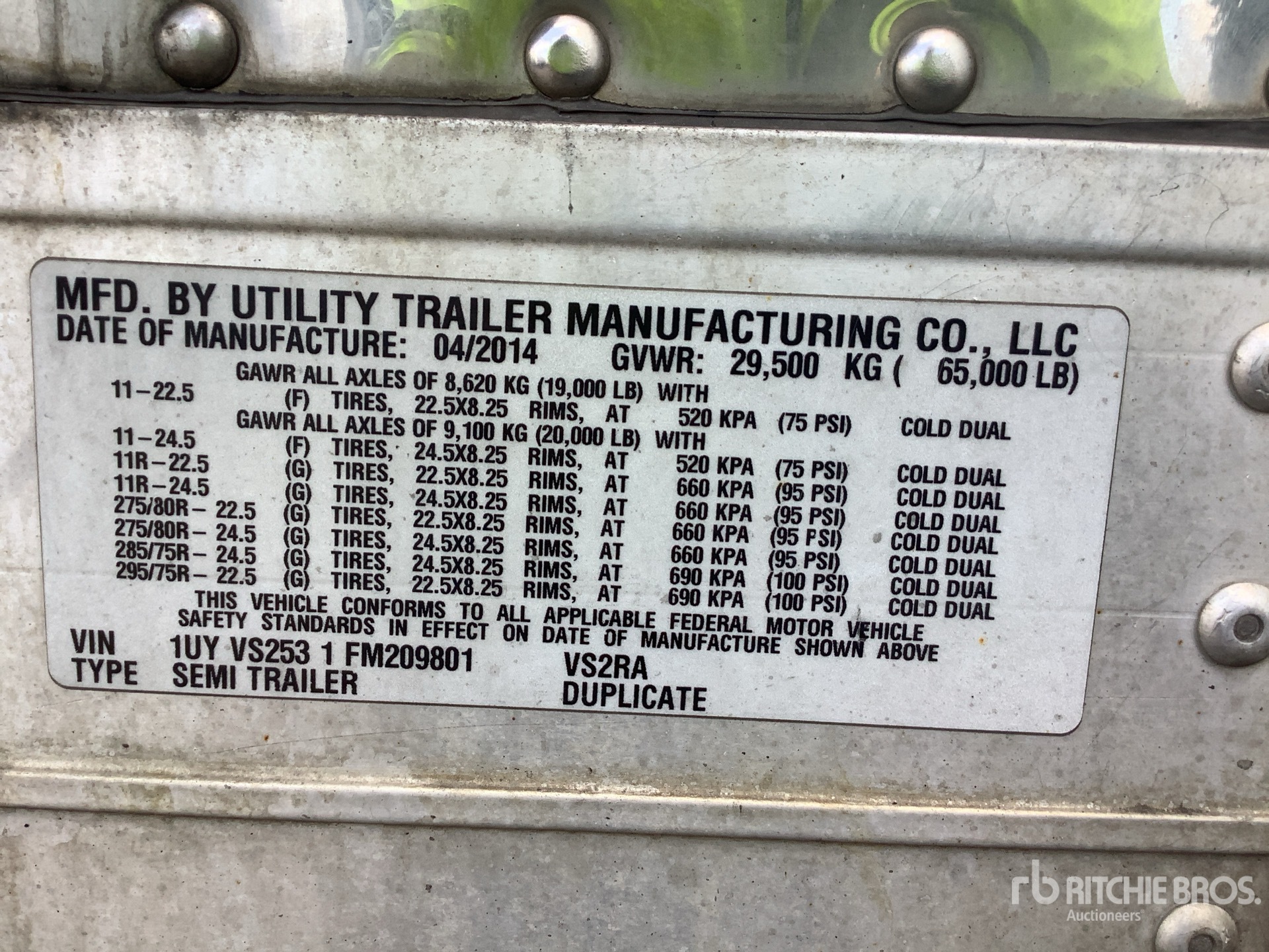 2015 Utility VS2RA