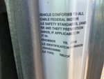General Appearance with Motor Vehicle Safety Standards Label