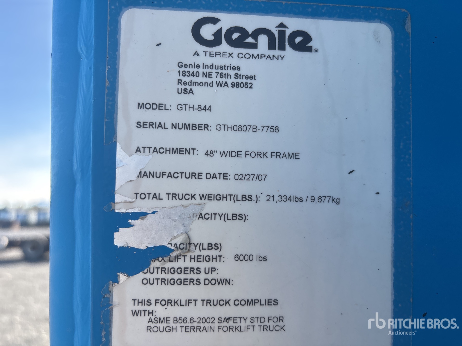 2007 Genie GTH-844