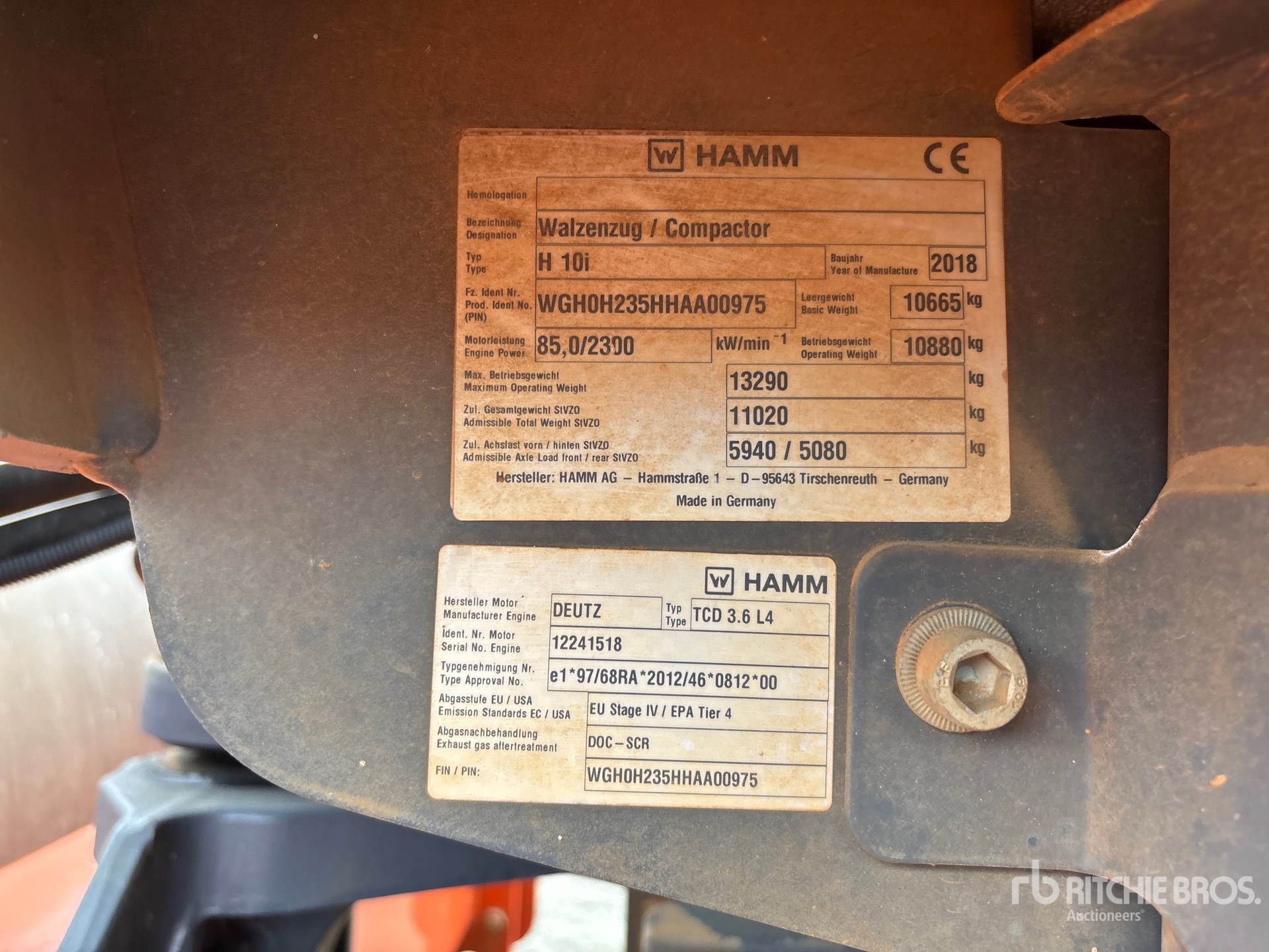 2018 Hamm H10I