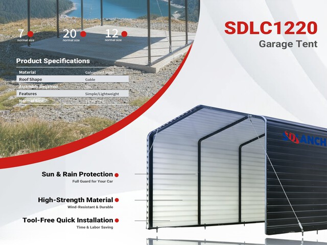 2026 SDLC1220 12 ft x 20 ft Carport (Unused)