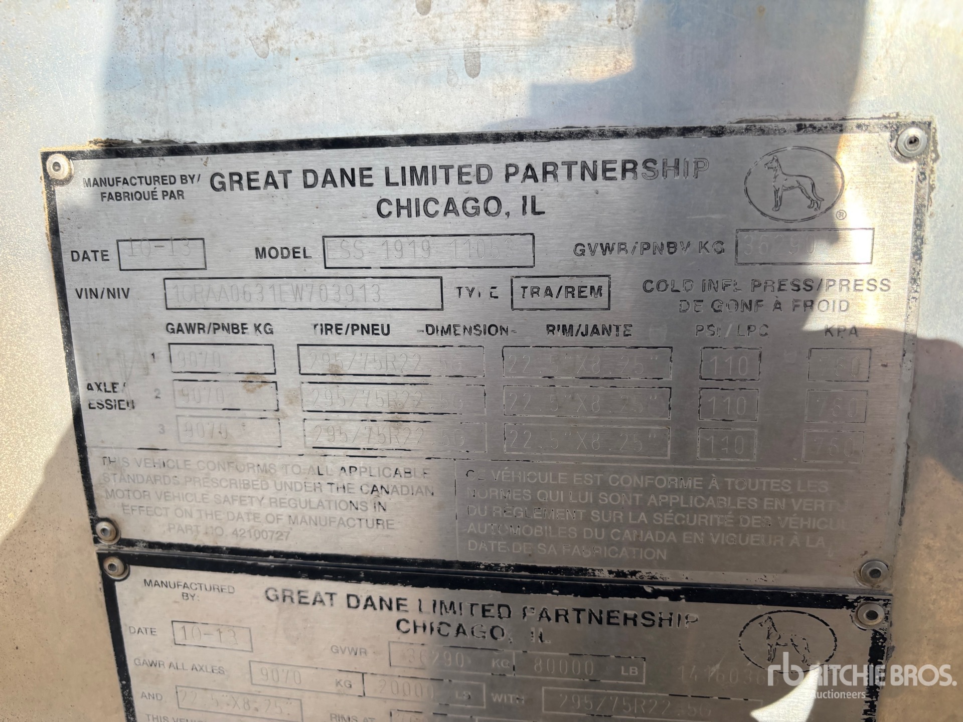 2014 Great Dane 53 FT X 102 IN TRI/A