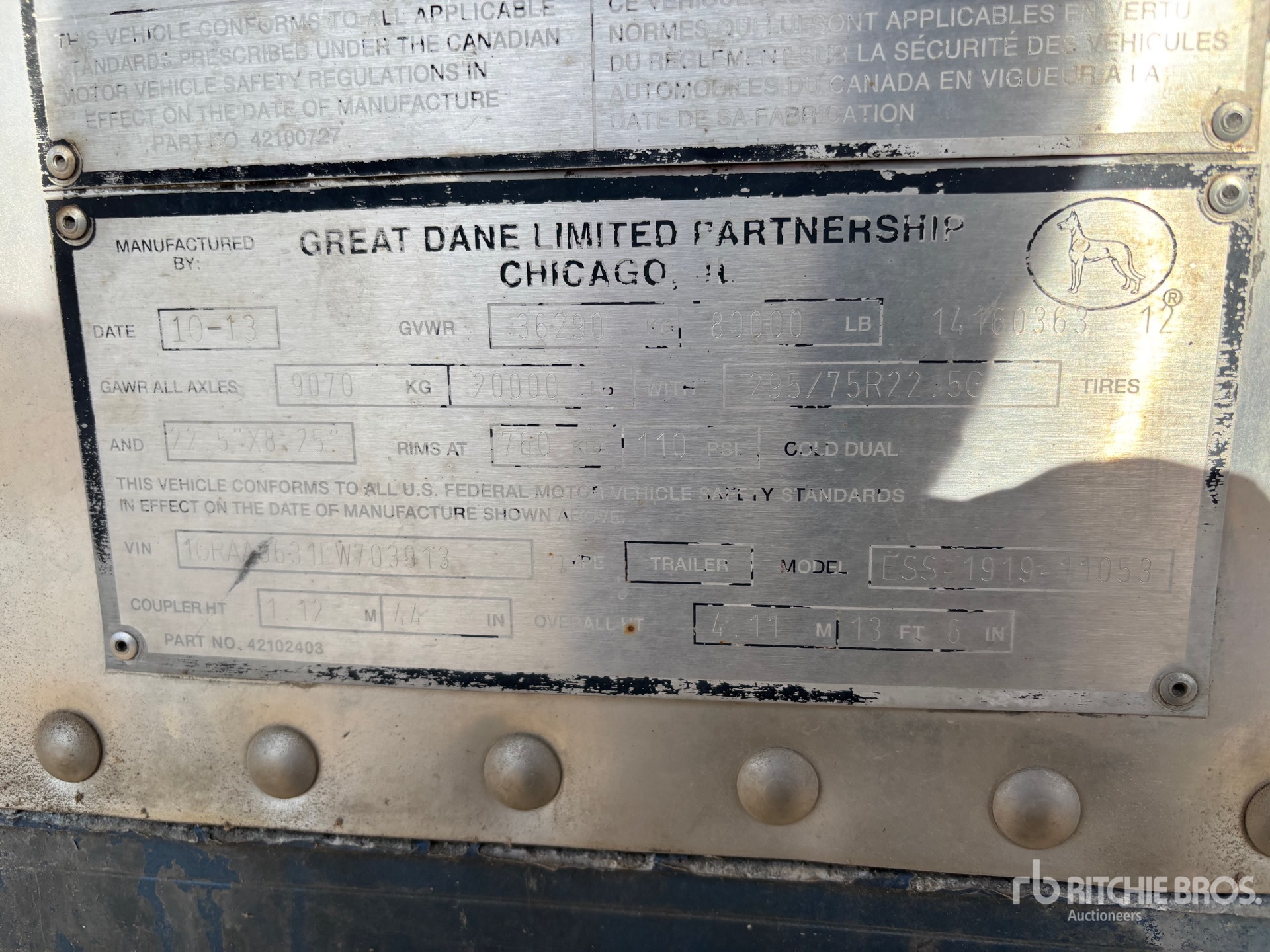 2014 Great Dane 53 FT X 102 IN TRI/A