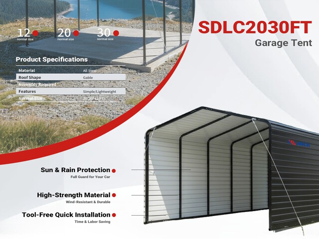 2026 SDLC2030FT 20 ft x 30 ft Enclosed Carport (Unused)