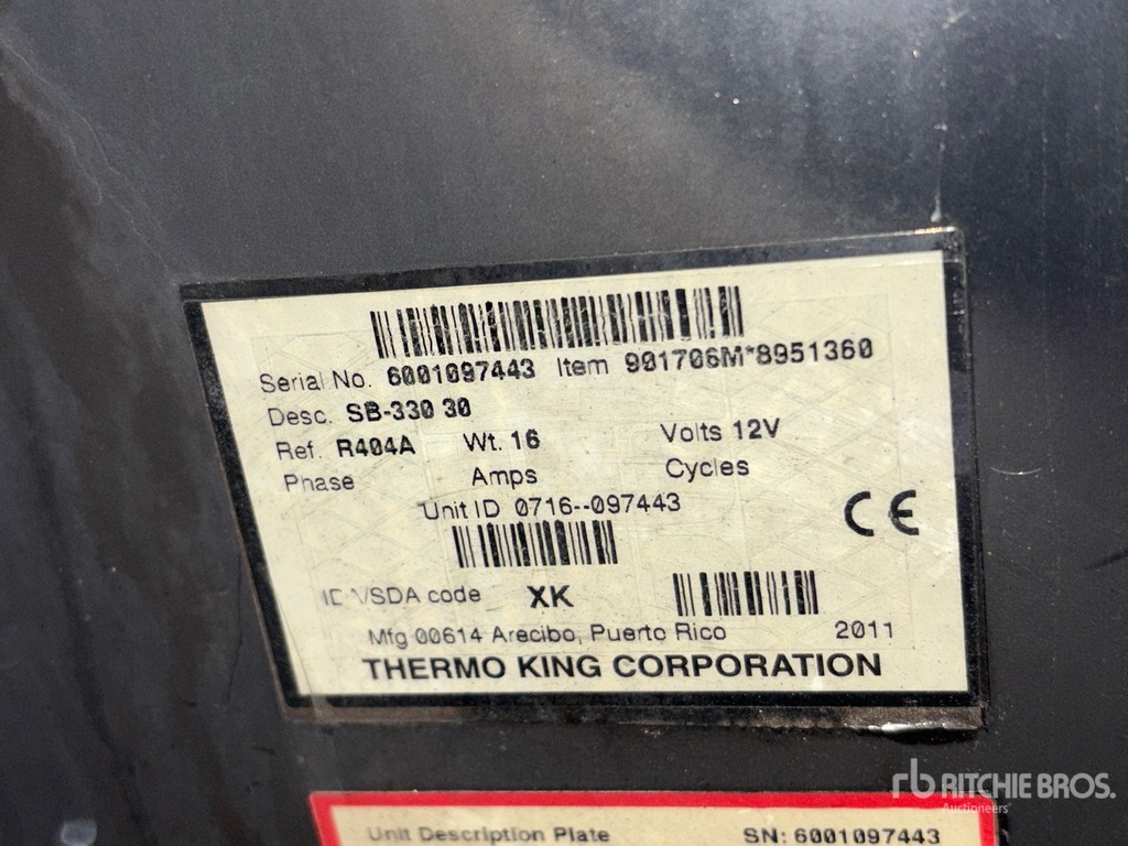 General Appearance with Refrigeration Unit Serial Number