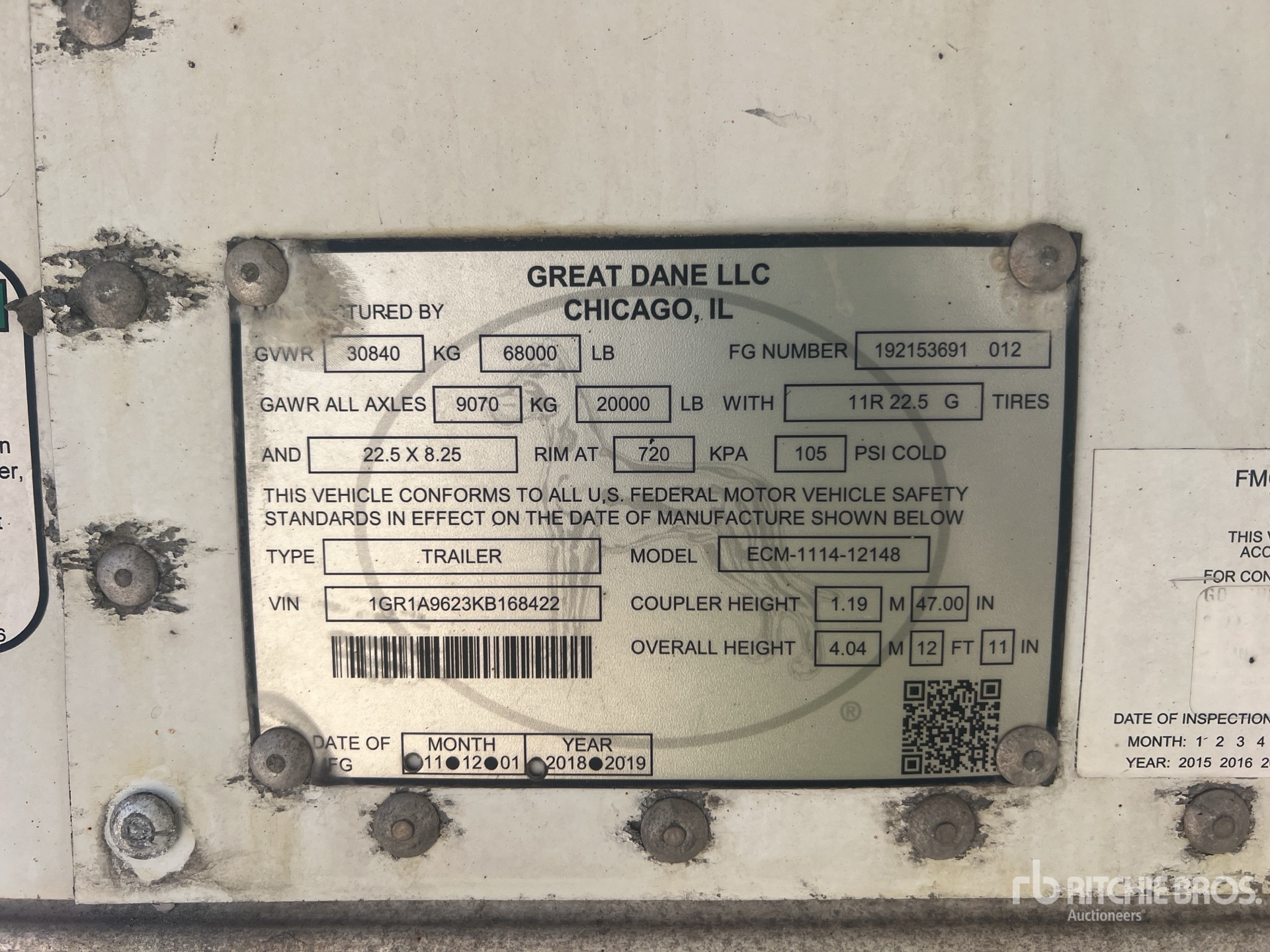 2019 Great Dane 48 ft x 102 in T/A Multi -Temp