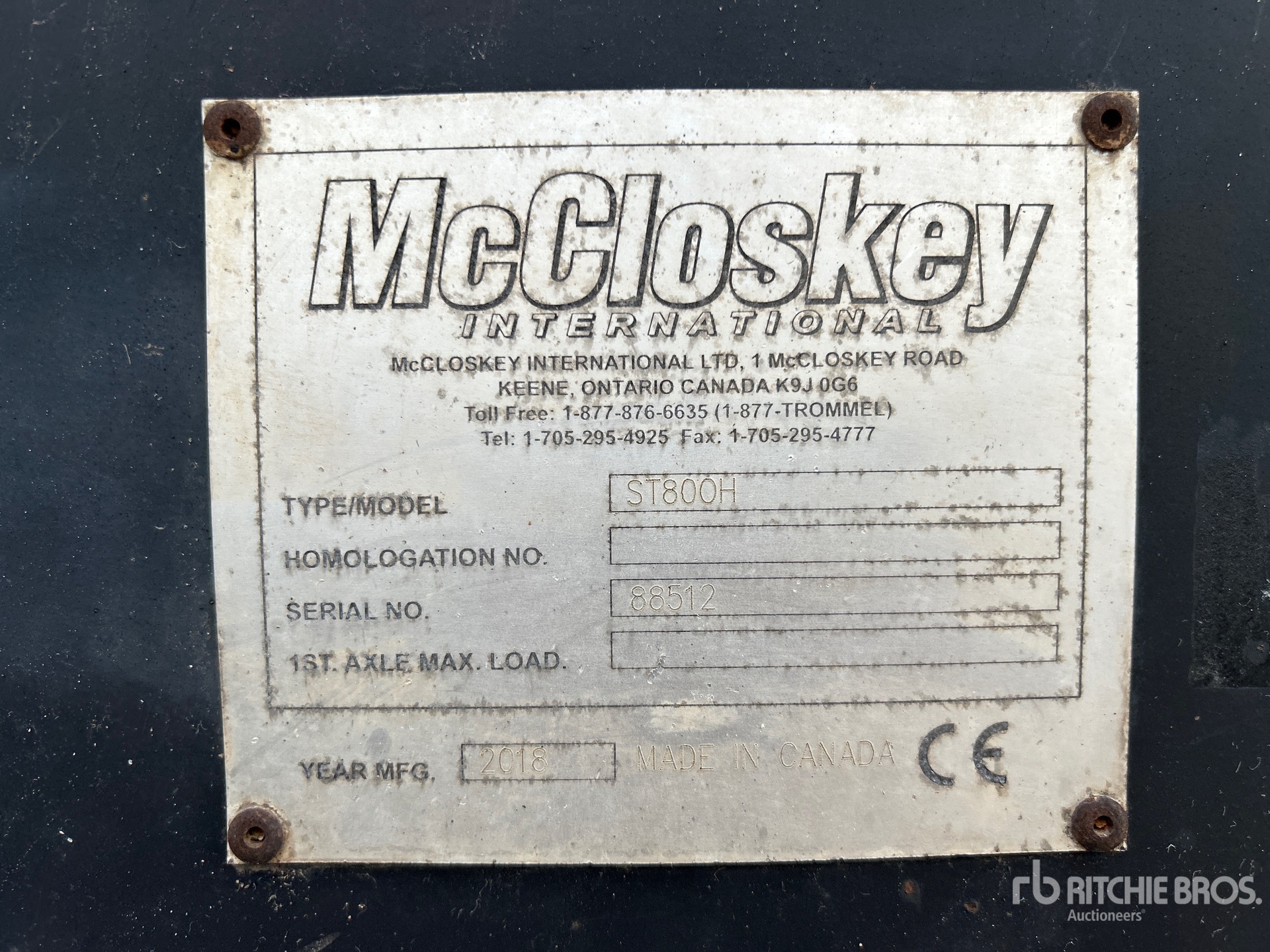 2018 Mccloskey ST800H