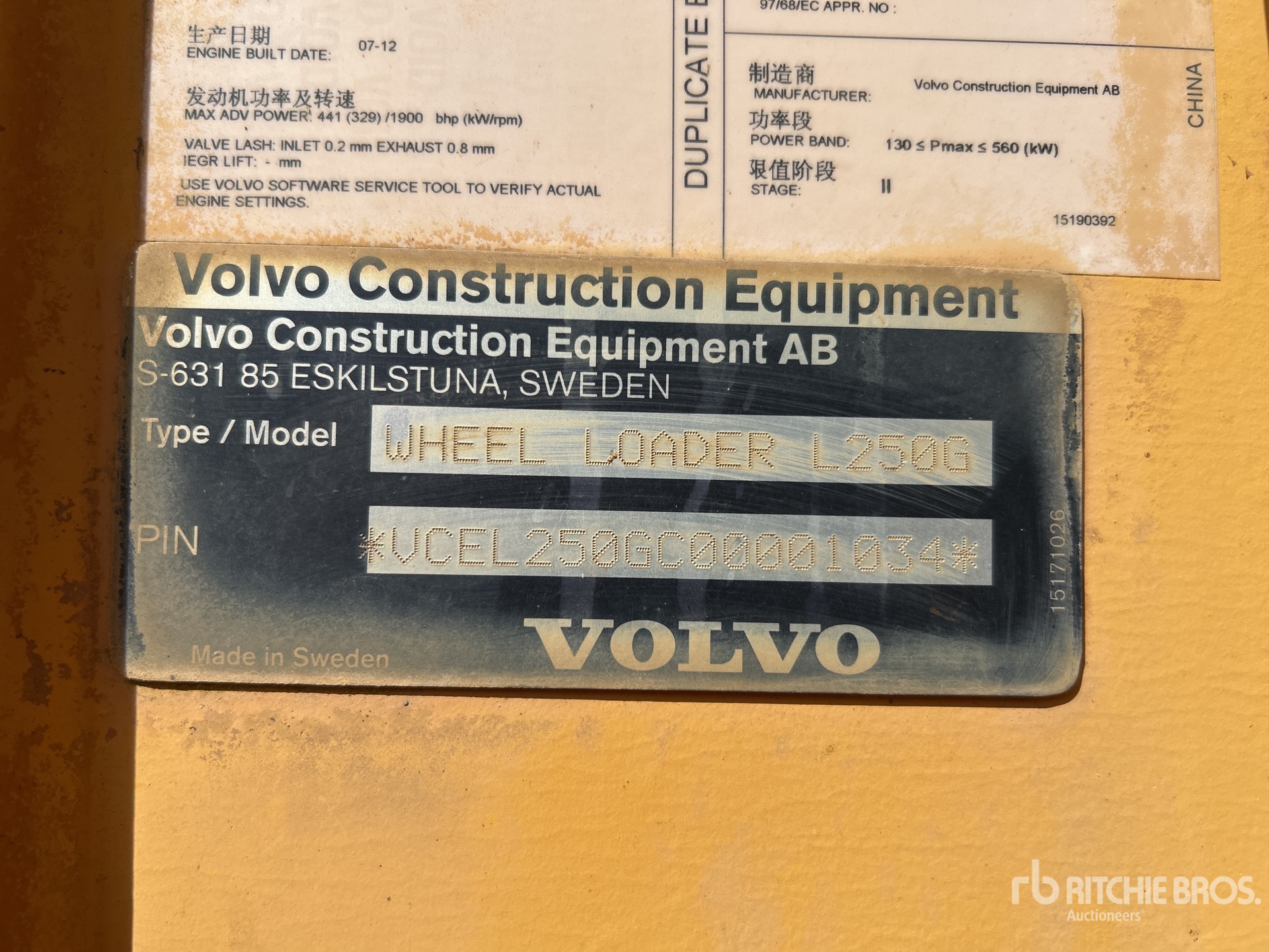 2012 Volvo L250G