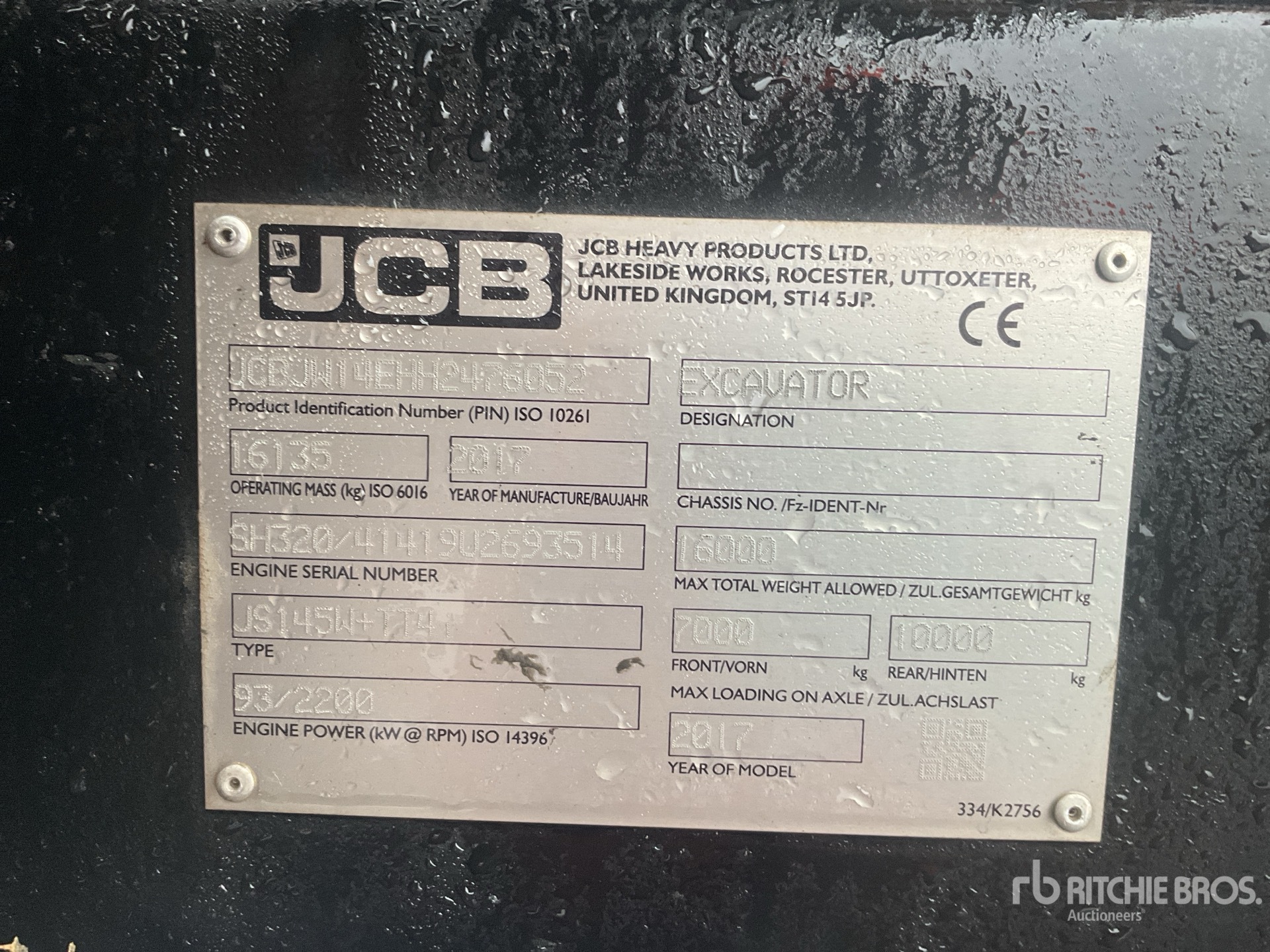 2017 JCB JS145W+