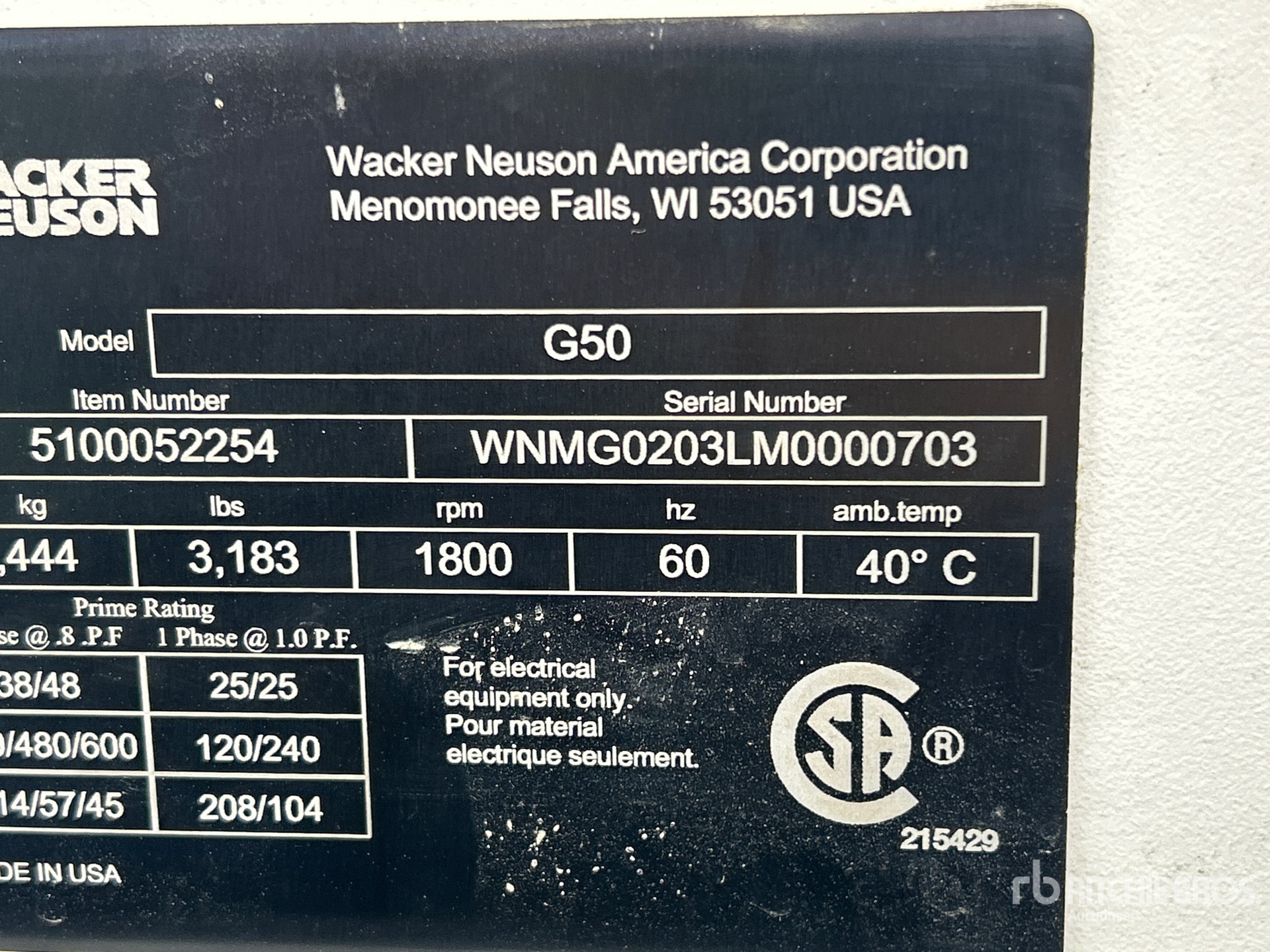 2022 Wacker Neuson G50