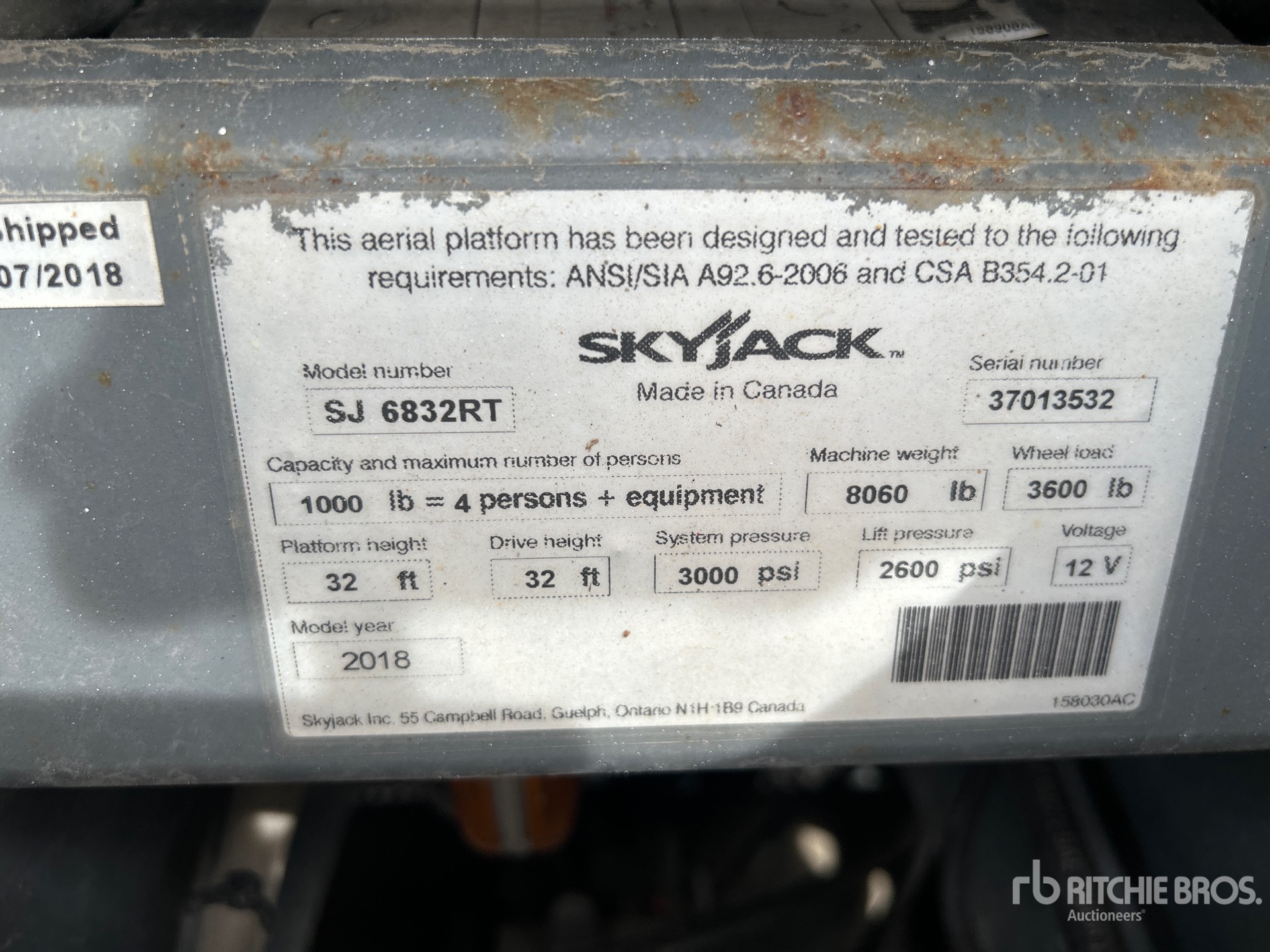 2022 Skyjack SJ6832 RT