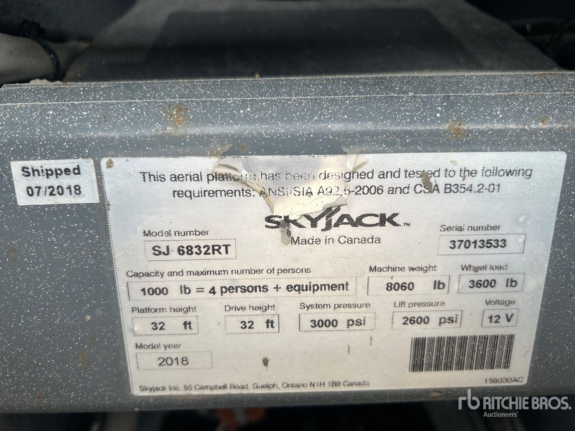 2016 Skyjack SJ6832 RT