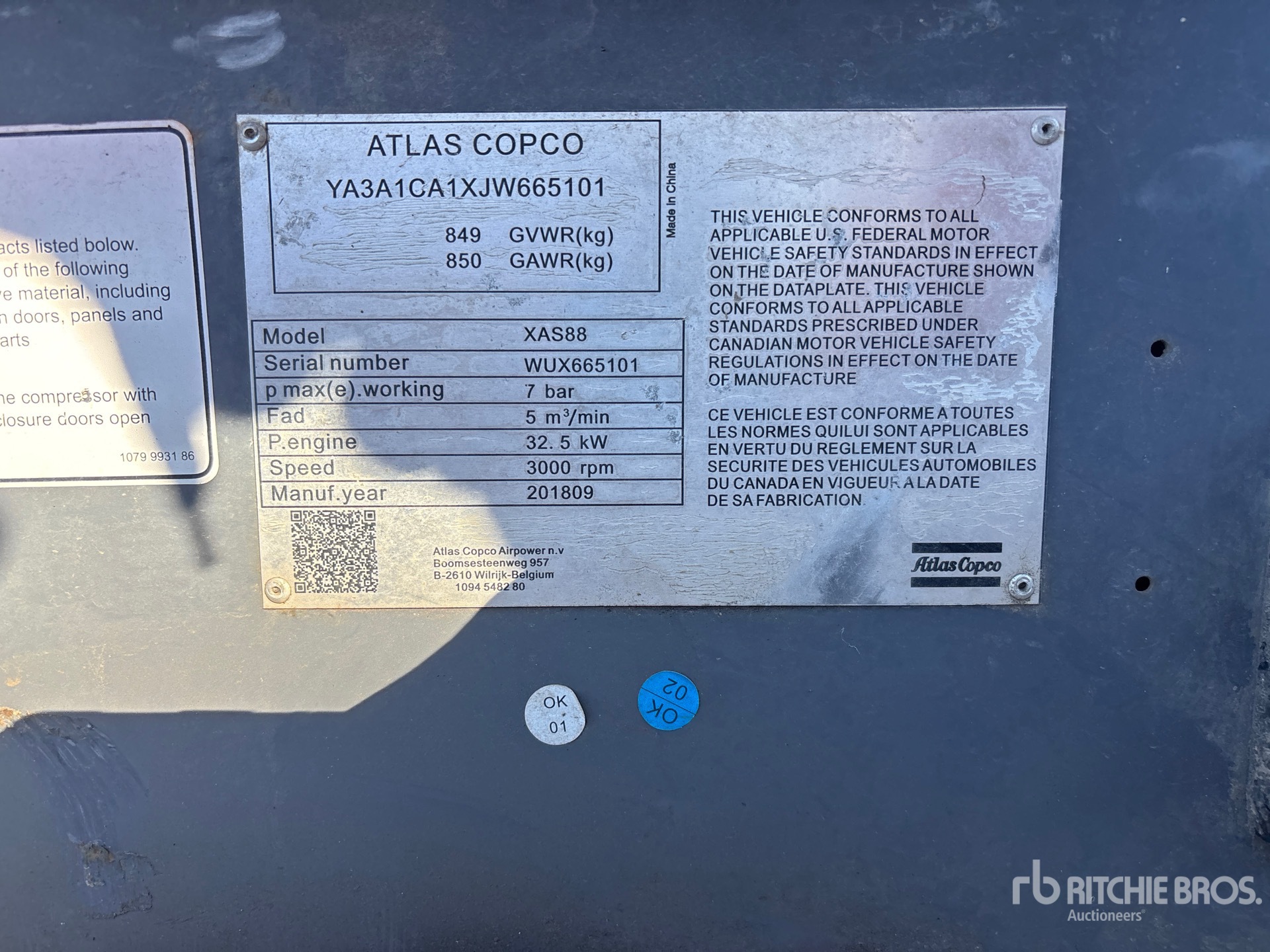 2018 Atlas Copco XAS88