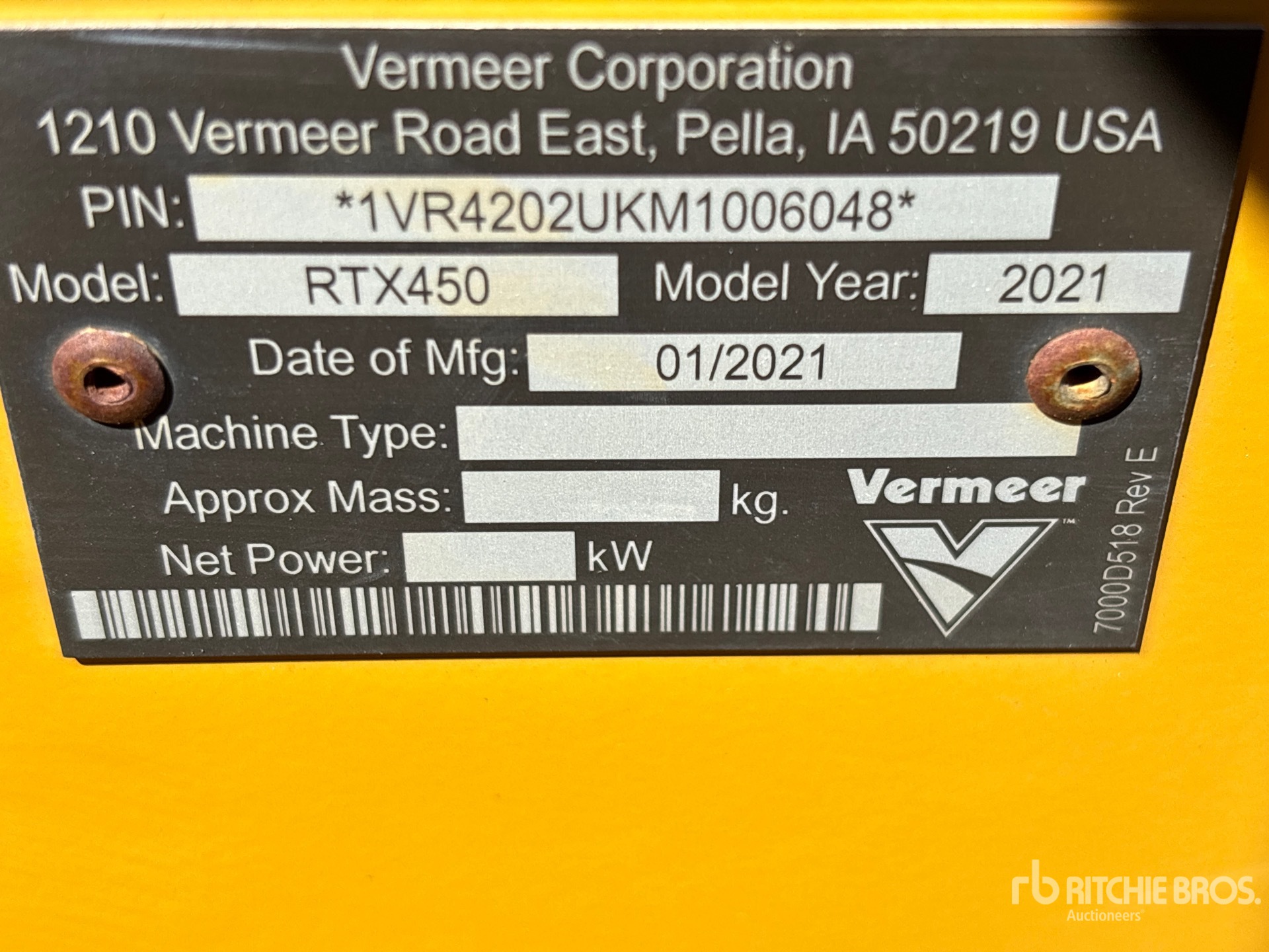 2021 Vermeer RTX450