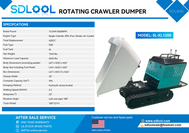 2026 SDLOOL SL-XL1200 Stand-On Swivel Mini Crawler Dumper (Unused)