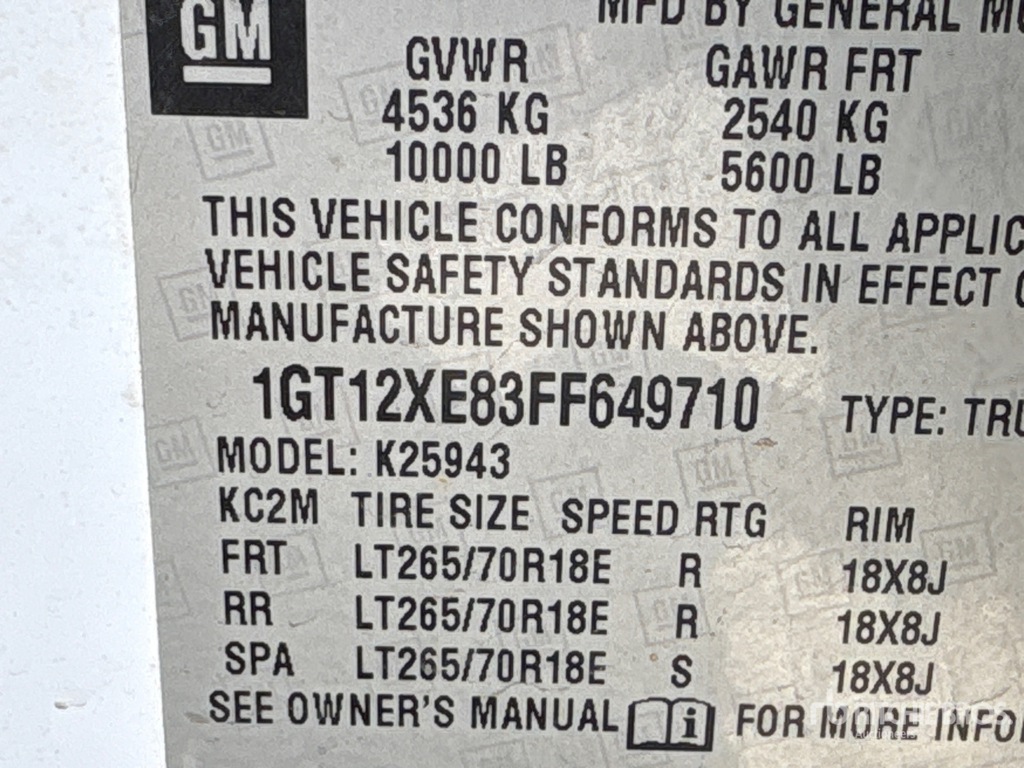 General Appearance with Serial Number / VIN