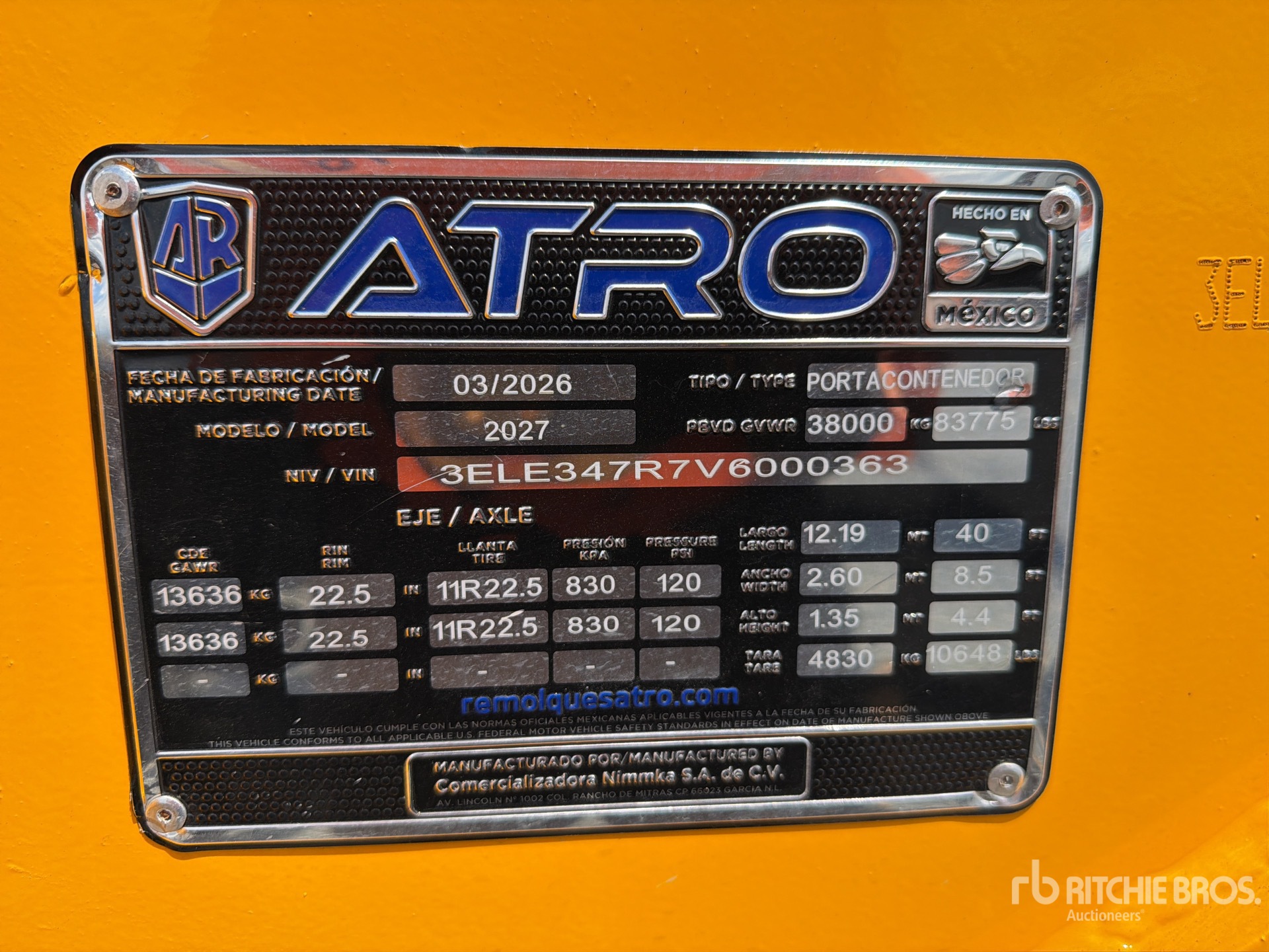 2027 Atro 40 FT T/A SEMIRREMOLQUE PORTACO ...