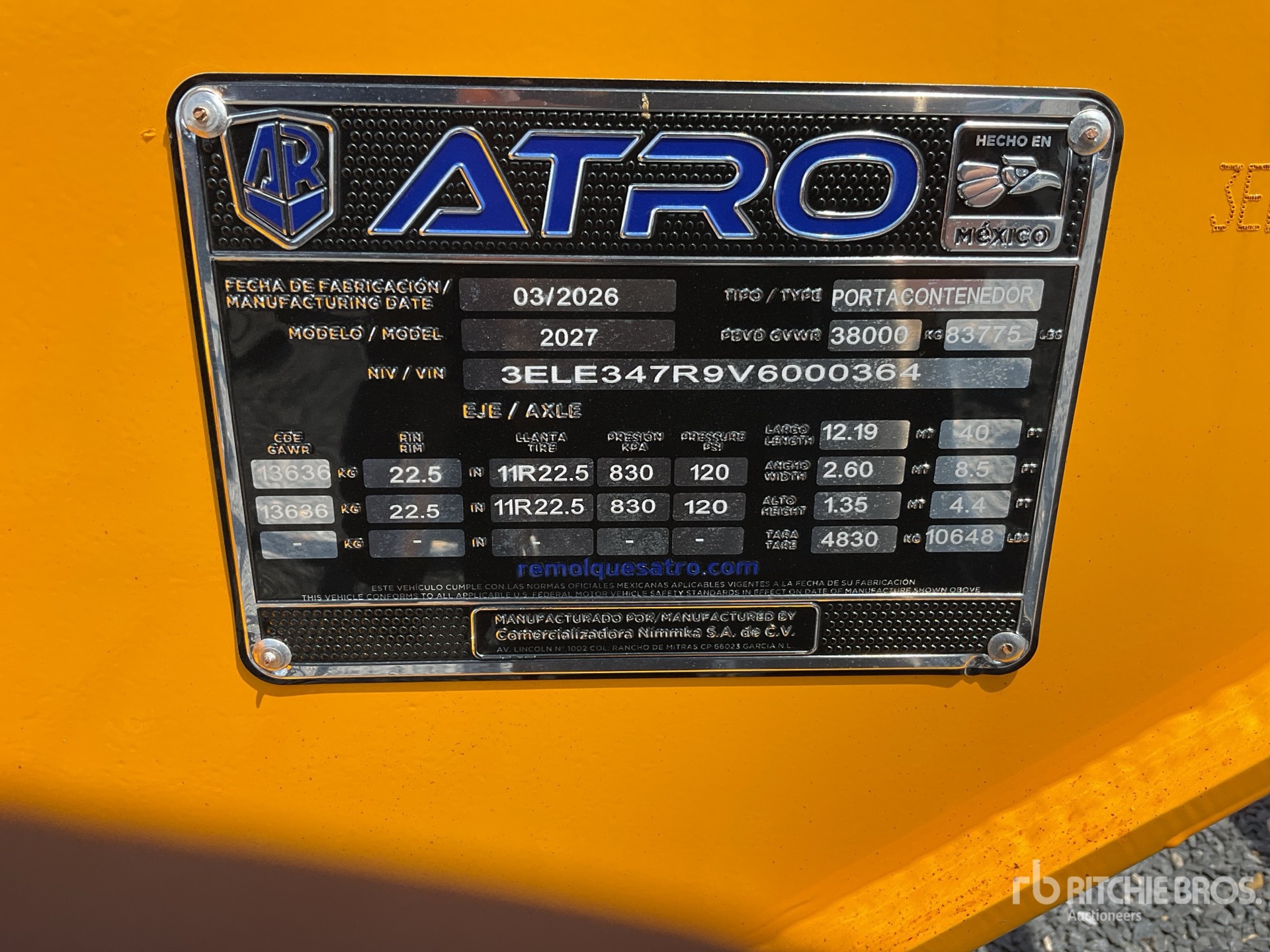 2027 Atro 40 FT T/A SEMIRREMOLQUE PORTACO ...
