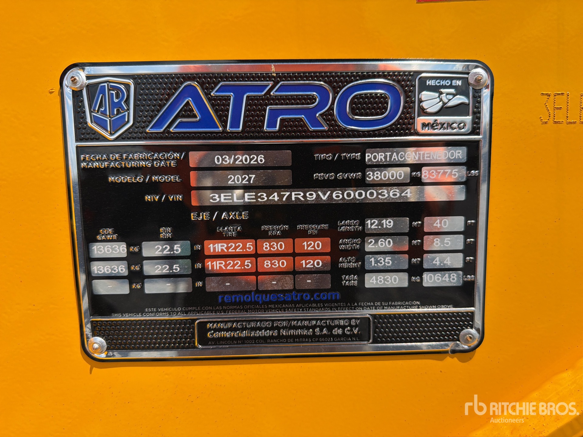 2027 Atro 40 FT T/A SEMIRREMOLQUE PORTACO ...